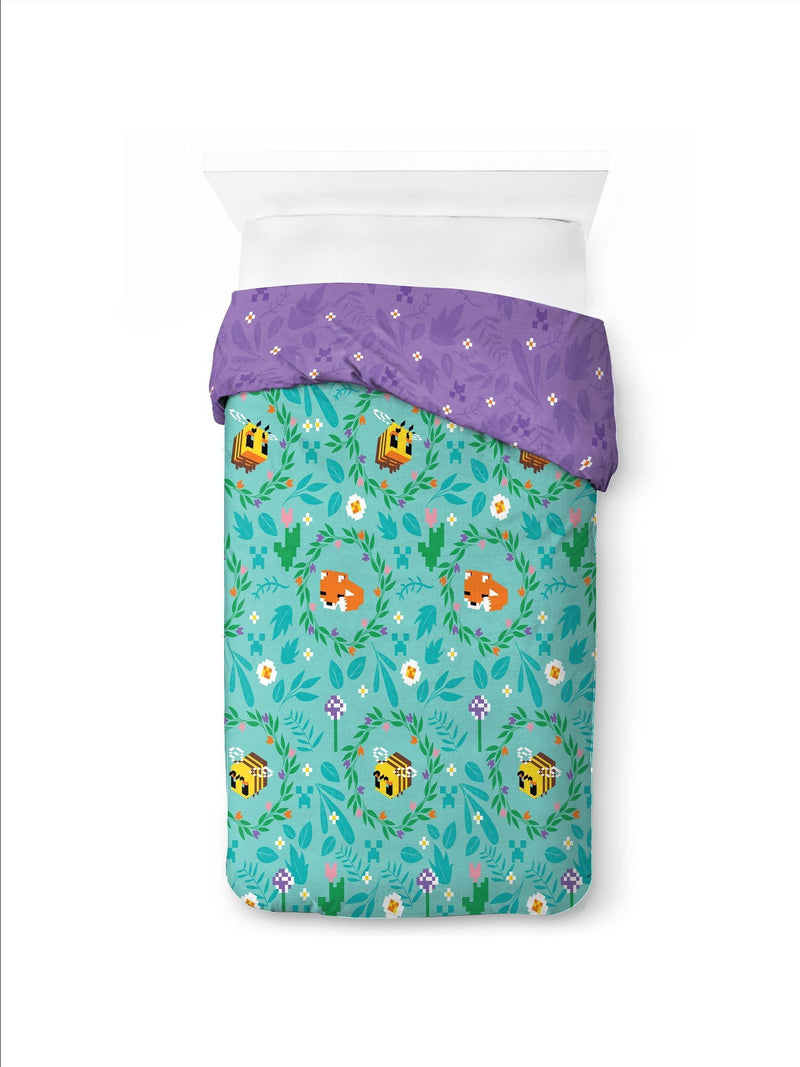 Minecraft Blue Floral Duvet Cover and Pillowcase Set