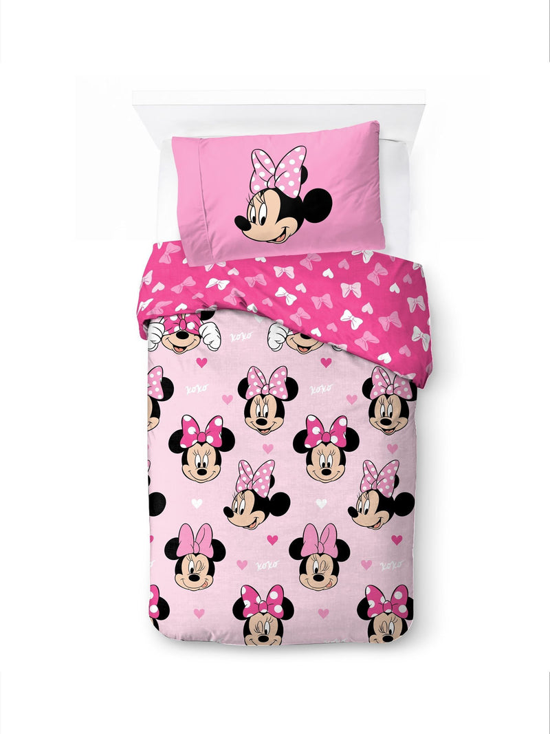 Disney Pink Minnie Mouse Hearts & Love Duvet Cover and Pillowcase Set