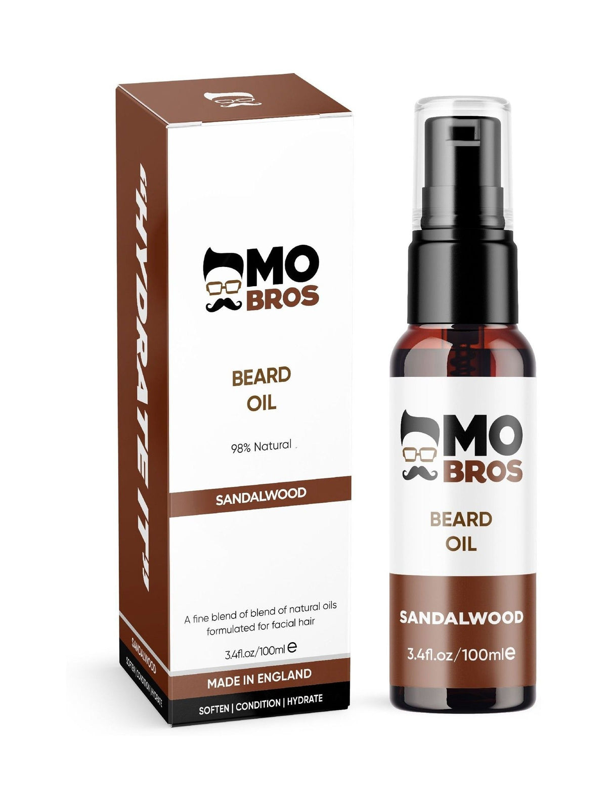 Mo Bros sandalwood beard oil 100ml, imported from the UK