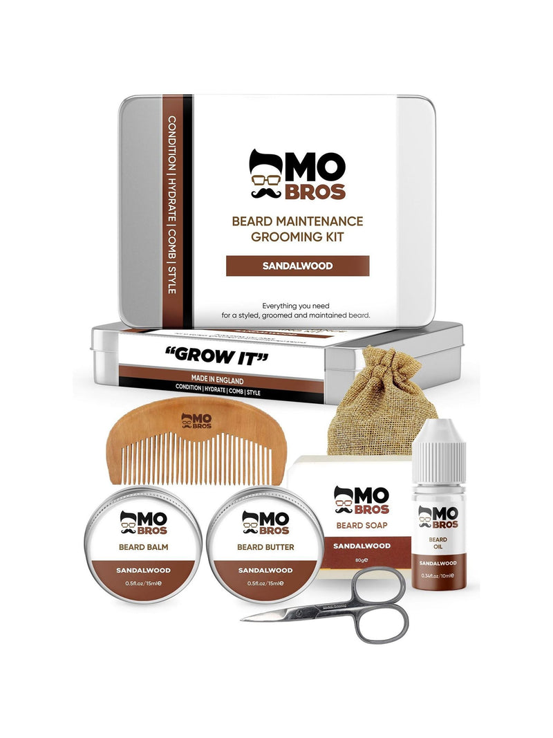 Mo Bros sandalwood XL beard care kit, imported from the UK