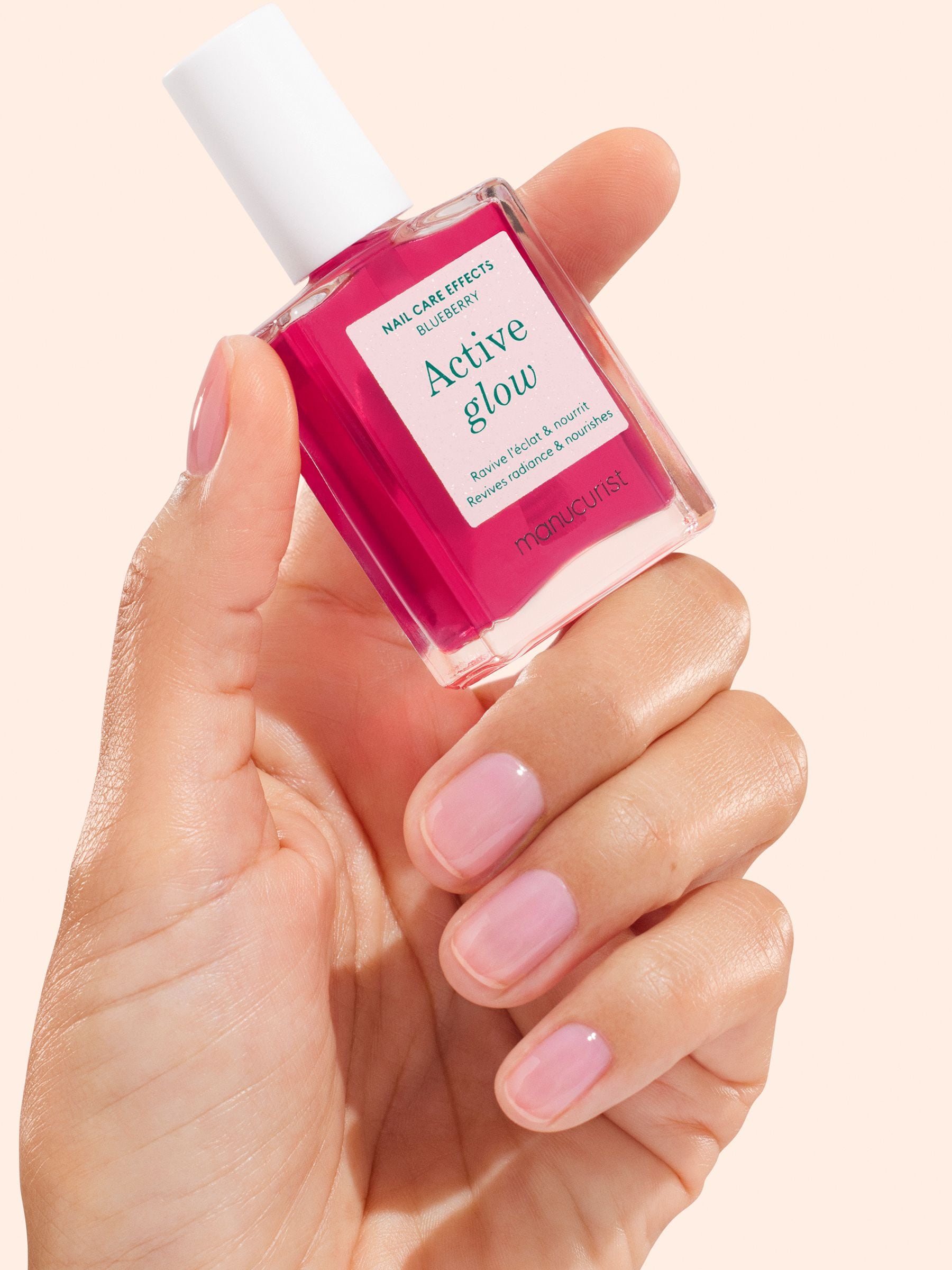 Manucurist nail polish with pink glow, imported from the UK