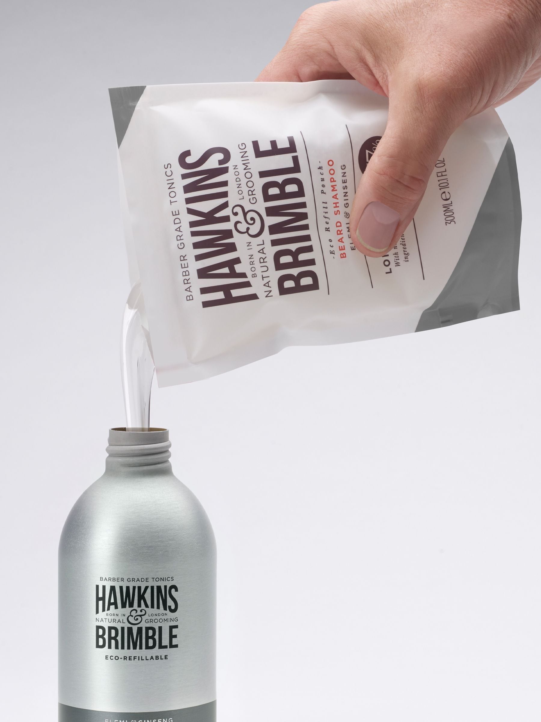 Hawkins & Brimble beard shampoo pouch 300ml, UK version