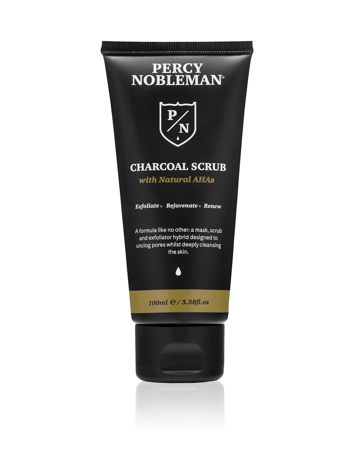 Percy Nobleman Charcoal Scrub with Natural AHAs 75ml, imported from the UK
