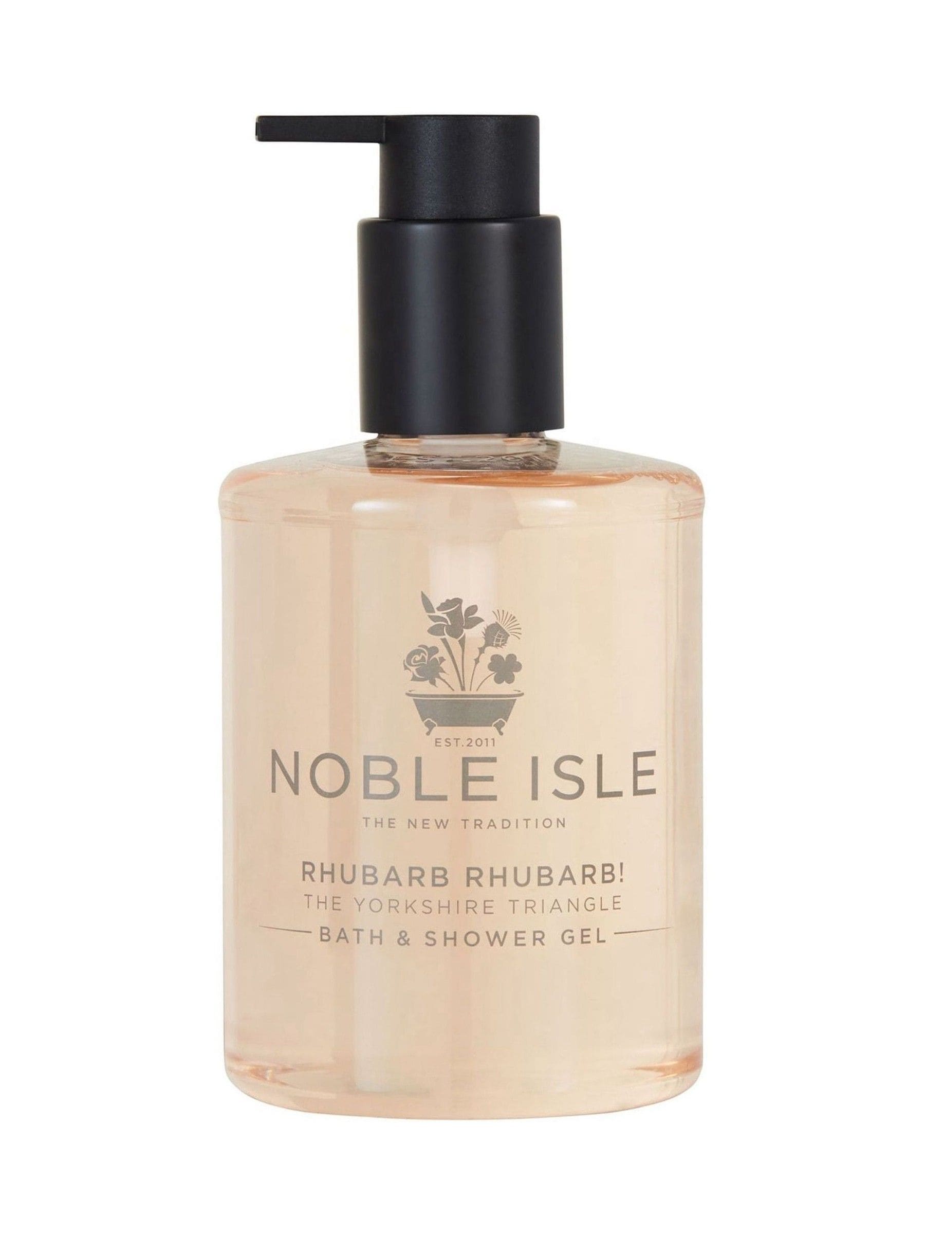 Noble Isle Rhubarb Rhubarb! bath and shower gel 250ml, imported from the UK