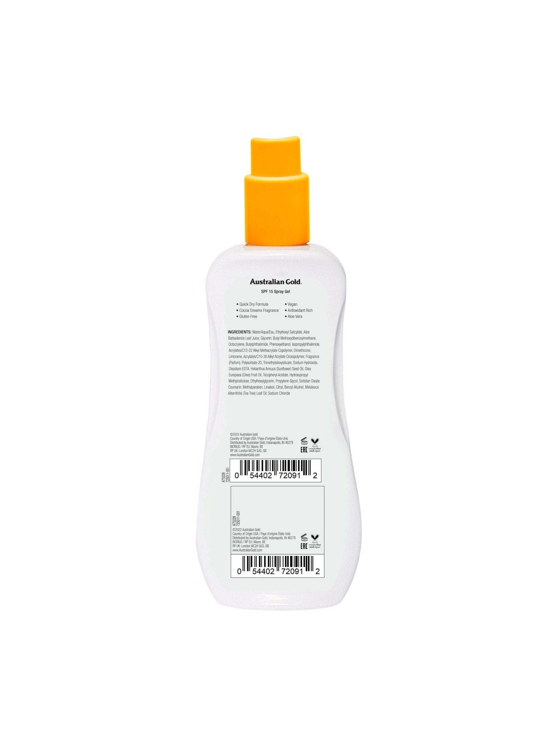 Australian Gold SPF 15 Ultimate Hydration Spray Gel Suncream 237ml - British product