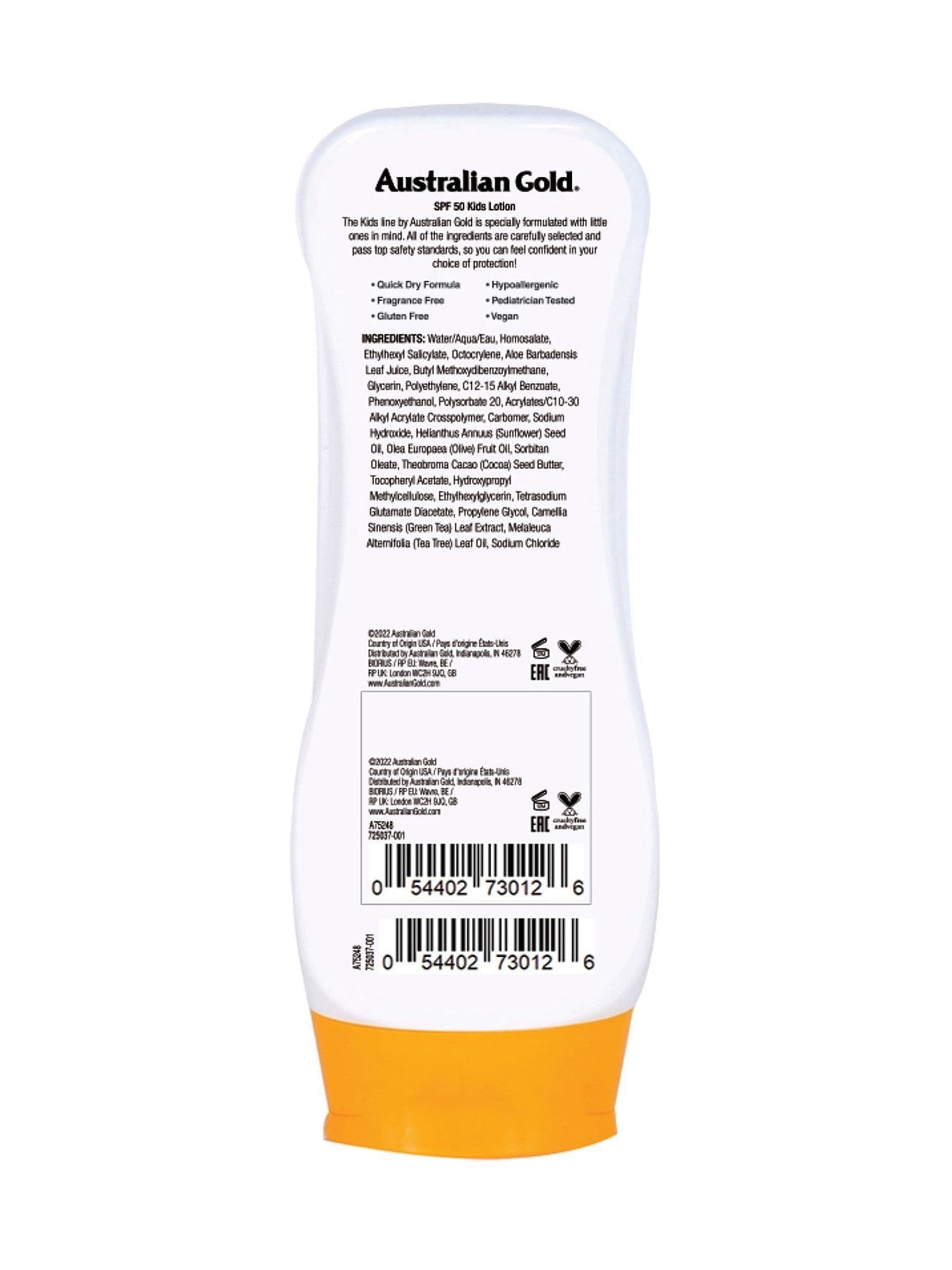Australian Gold Kids SPF 50 Sensitive Lotion Sun Cream 237ml - British product