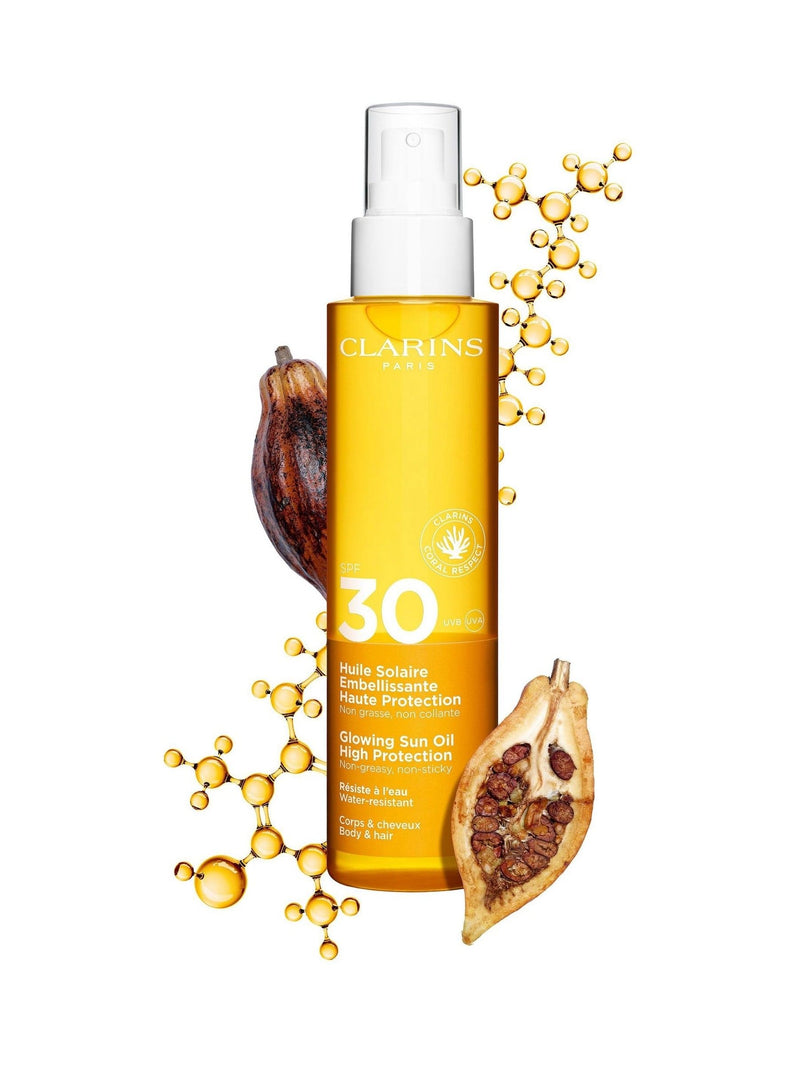 Clarins Glowing Sun Oil High Protection SPF30 150ml - British product