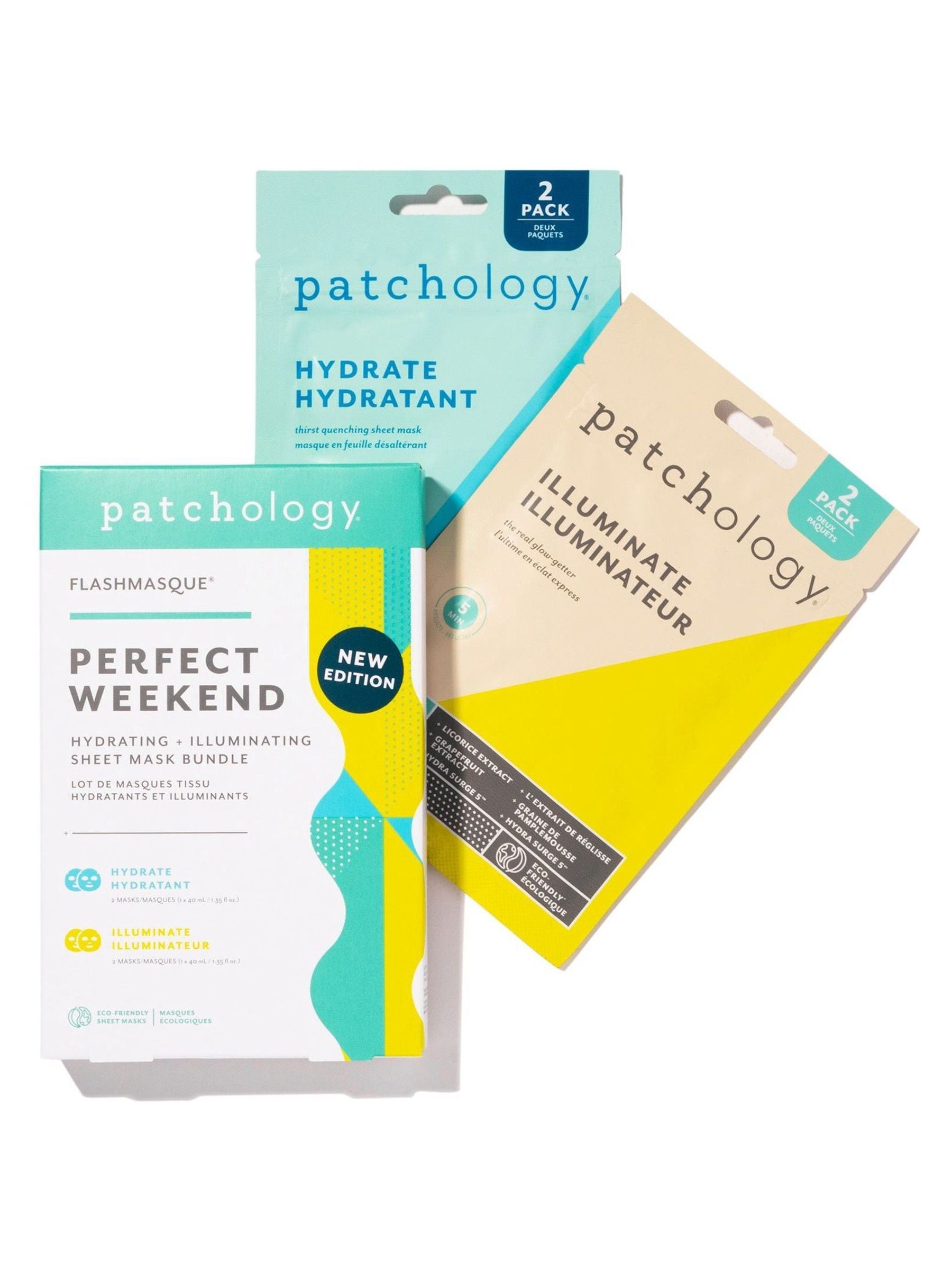 Patchology hydrating and illuminating sheet mask bundle, imported from the UK