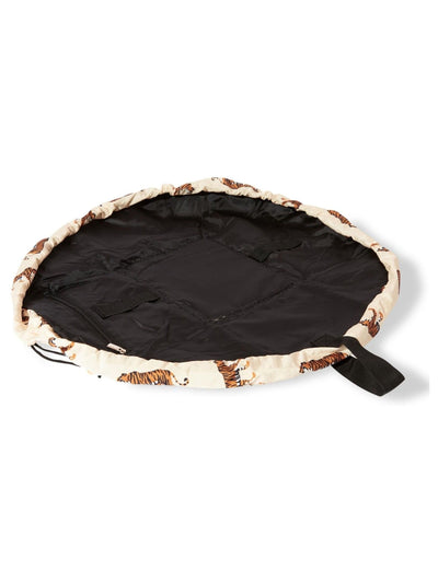 Flach aufklappbare Kosmetiktasche mit Kordelzug, Pinselaufbewahrung und Taschen, 18 cm geschlossen