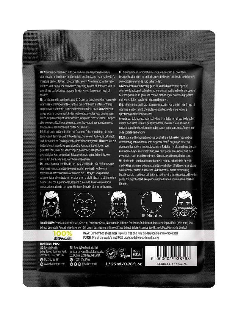 Barber Pro Blemish Control Cica Niacinamide Sheet Mask - British product