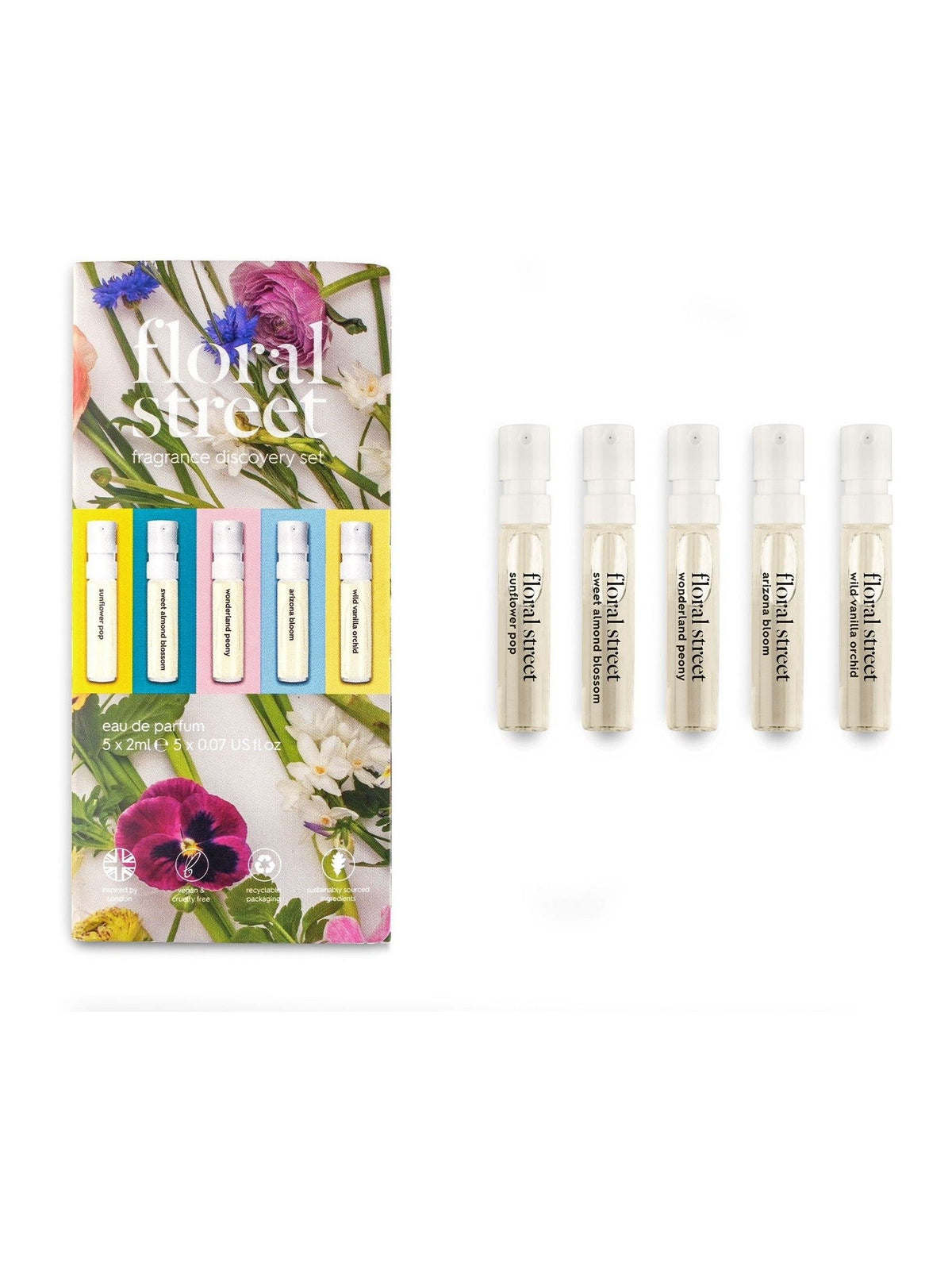 Floral Street discovery set with five 2ml perfume samples - British product