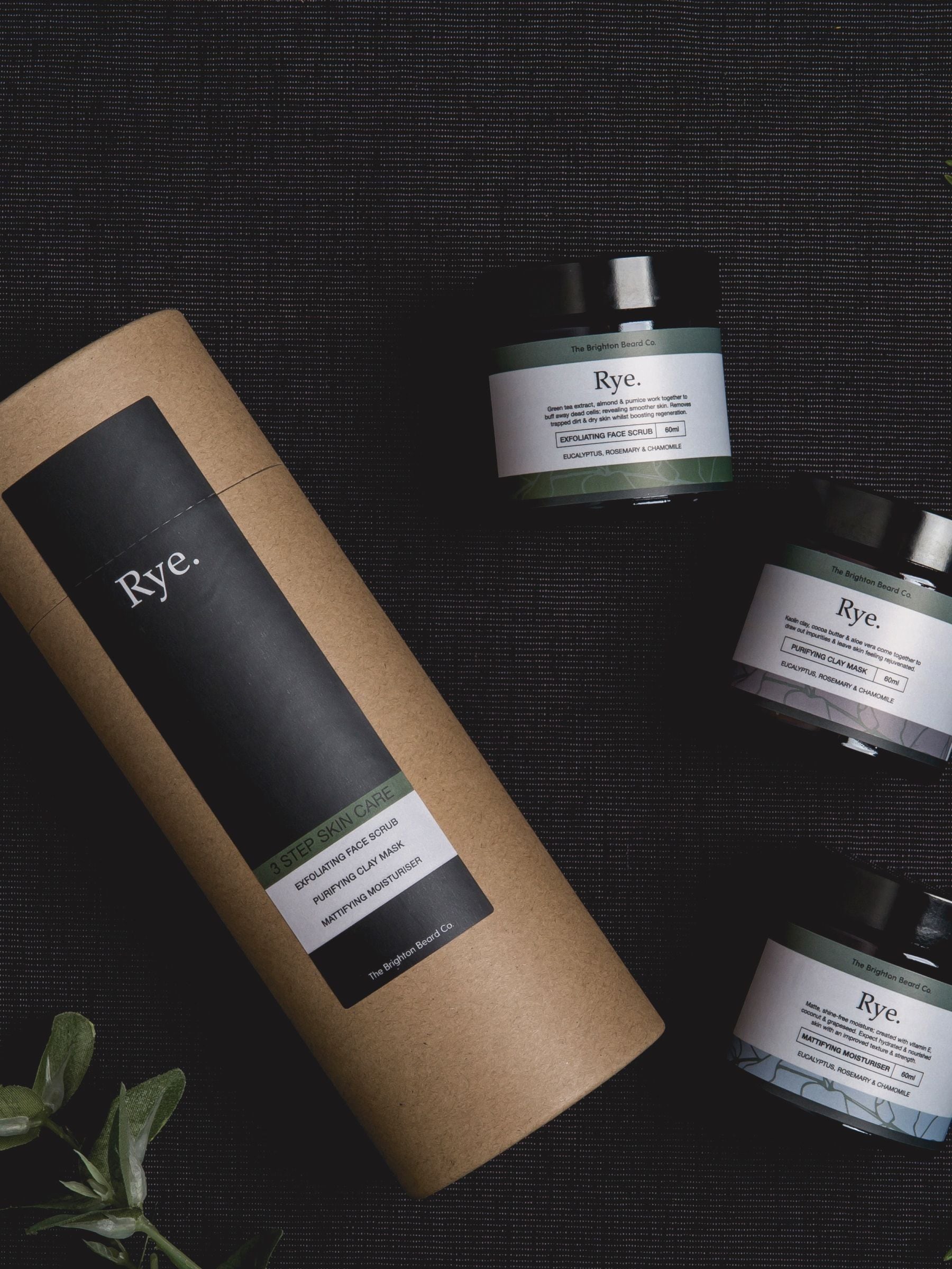 The Brighton Beard Co. Rye 3 Step Men's Skincare Gift Set (British brand)