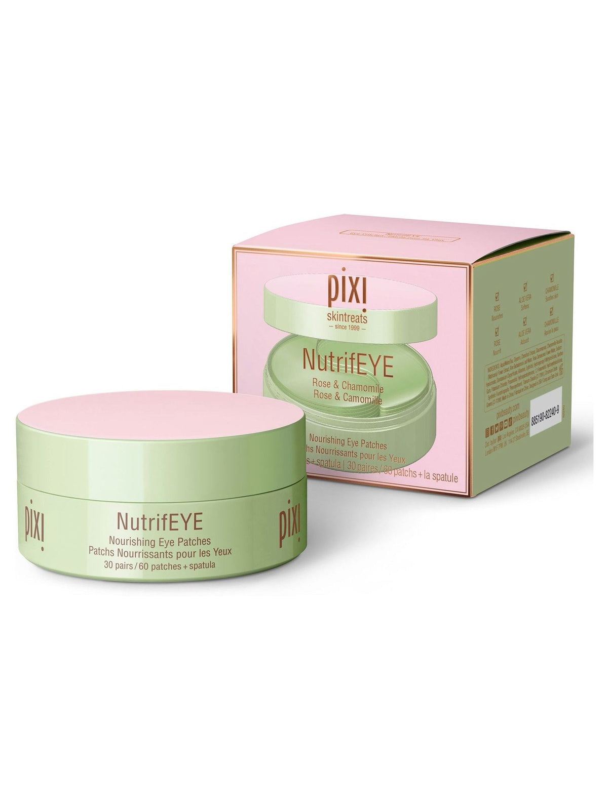 Pixi NutrifEYE rose-infused eye patches 30 pairs, imported from the UK
