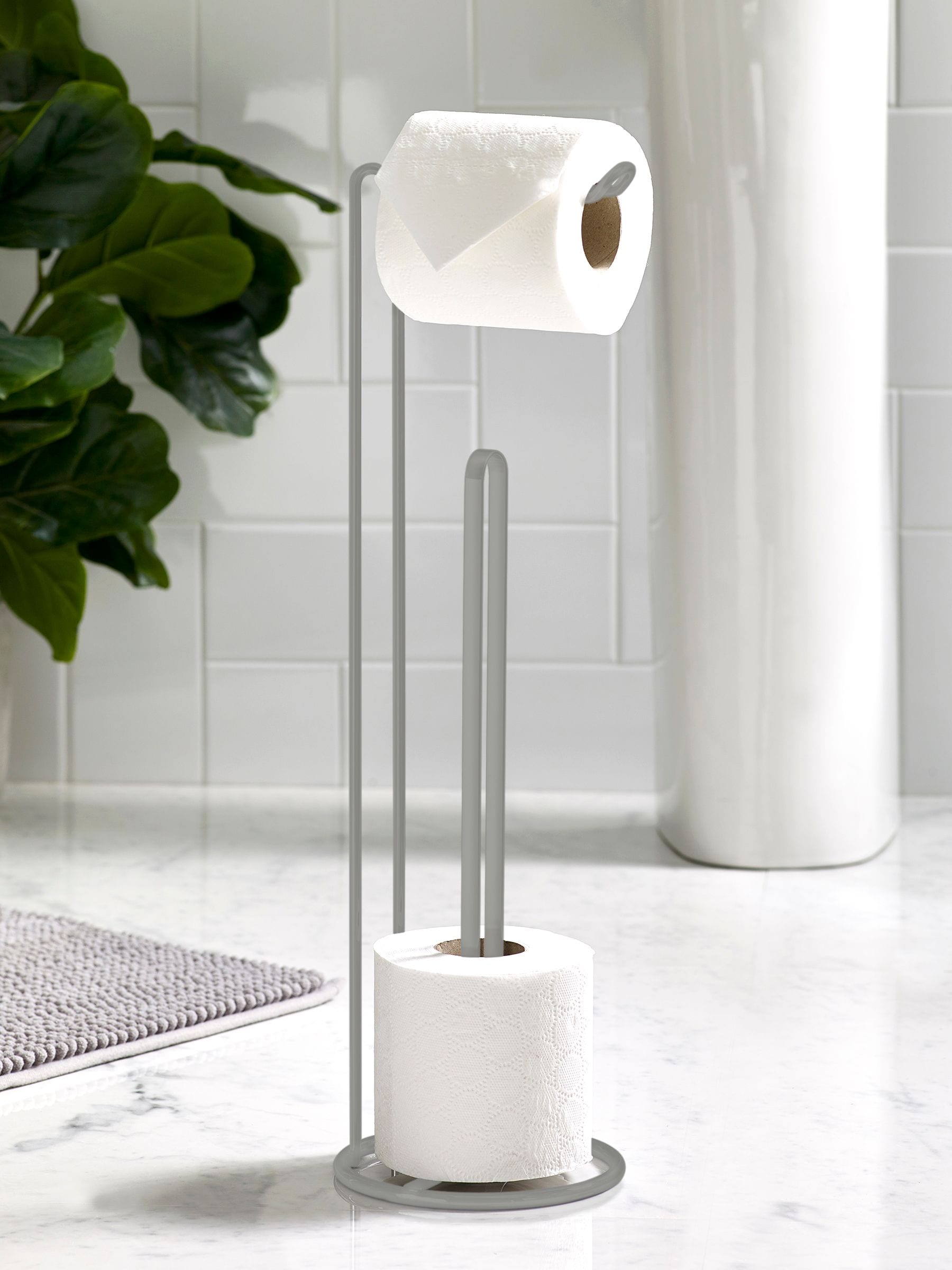 Light Grey Wire Toilet Roll Holder Holds 4 Rolls, UK version
