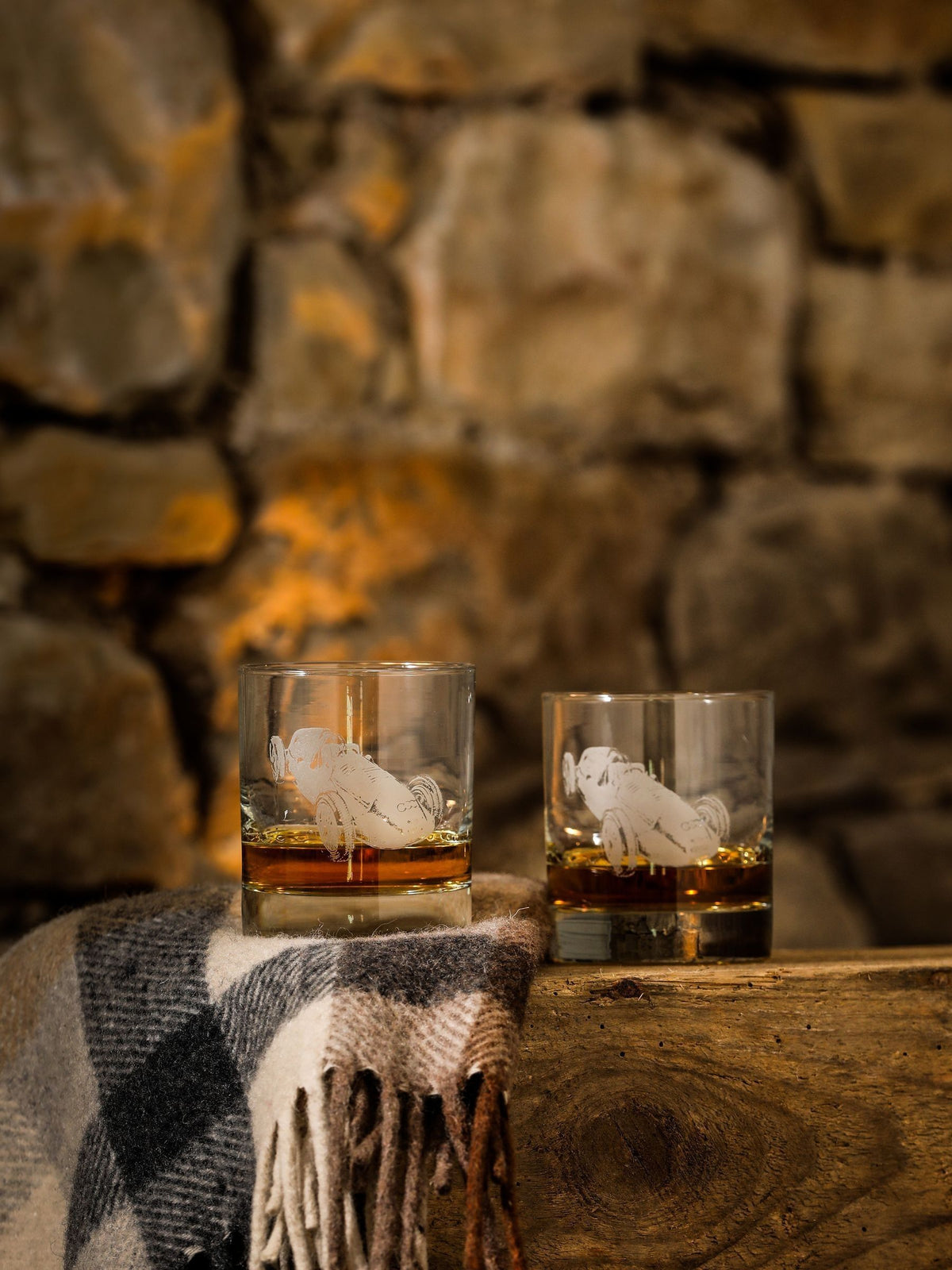 Selbrae House Set of 2 Clear Vintage Car Tumbler Glasses