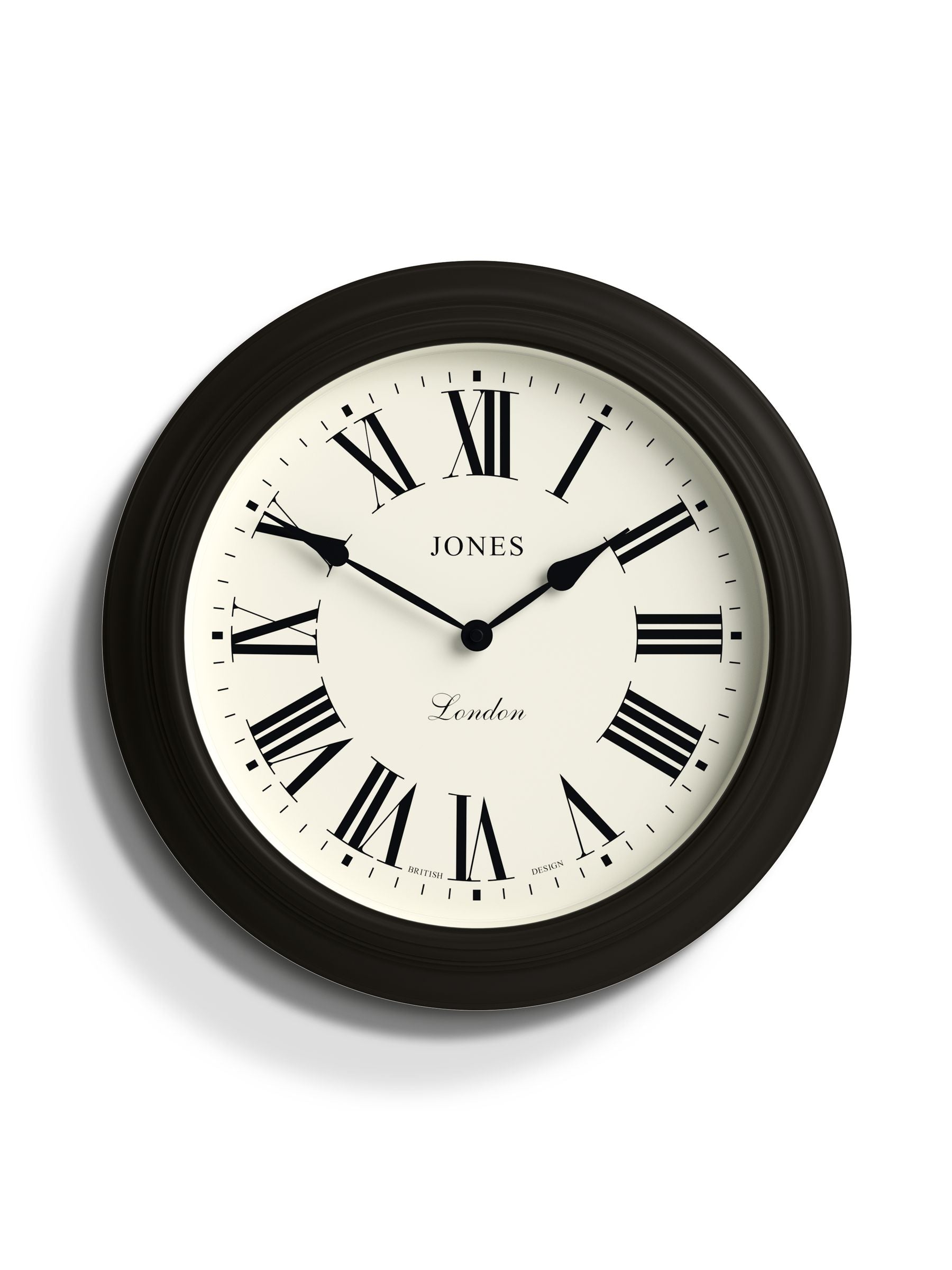 Jones Clocks Black Supper Club Roman Numeral Wall Clock 40cm, UK version