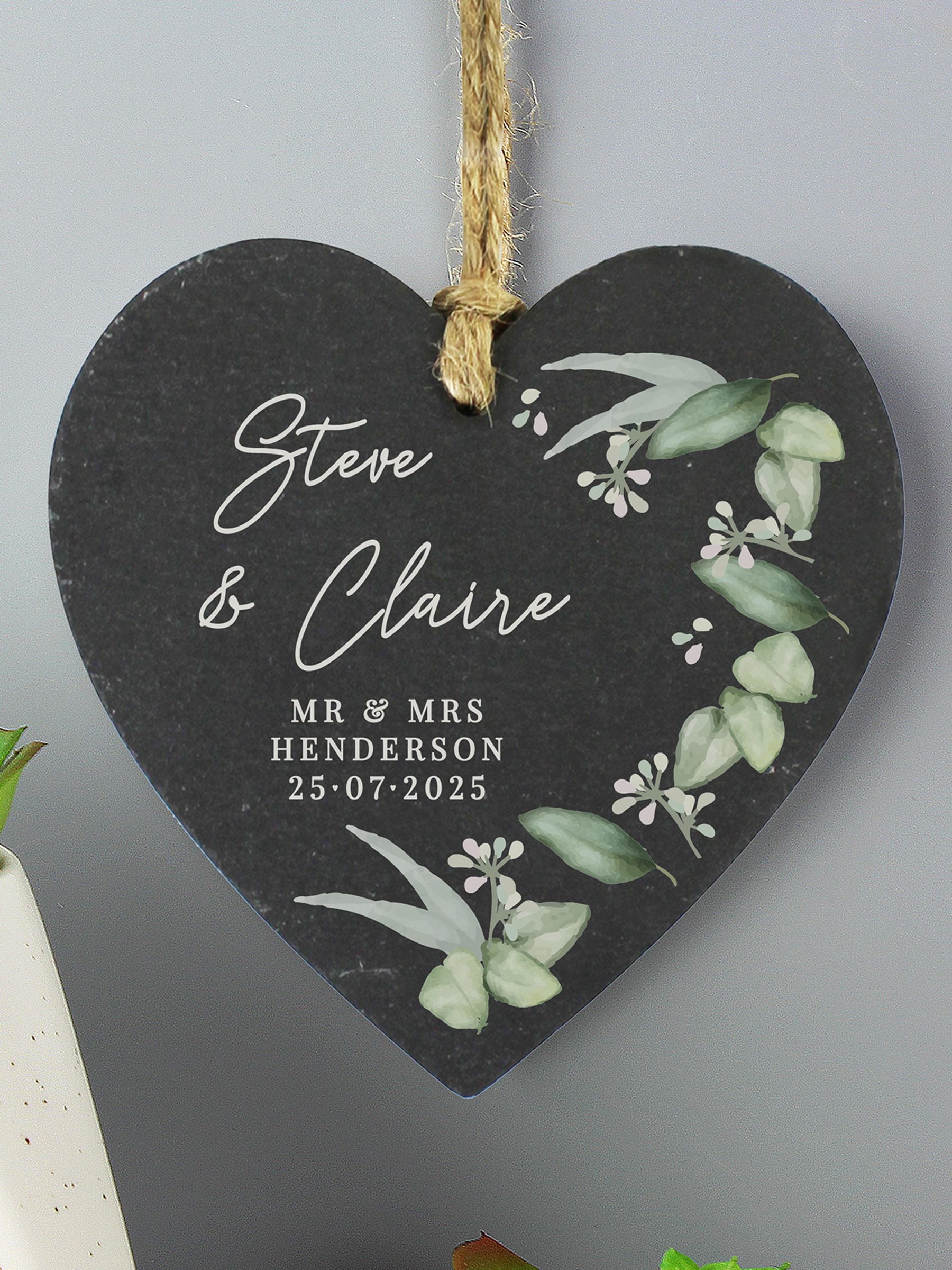 PMC personalised slate heart decoration 11x11x1cm, imported from the UK
