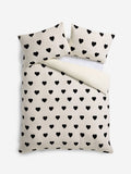 Fleece duvet cover and pillowcase set with heart print (British brand)
