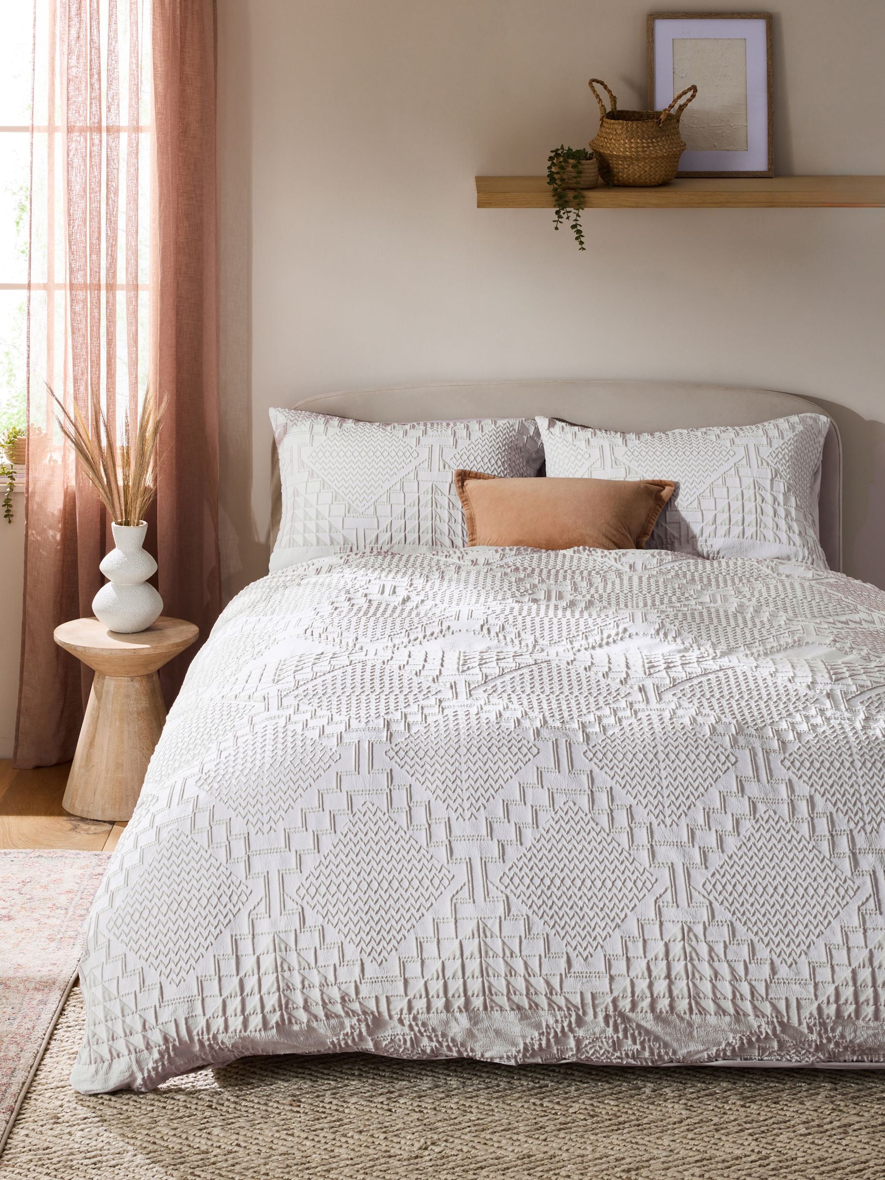 Natural Textured Duvet Cover and Pillowcase Set, imported from the UK