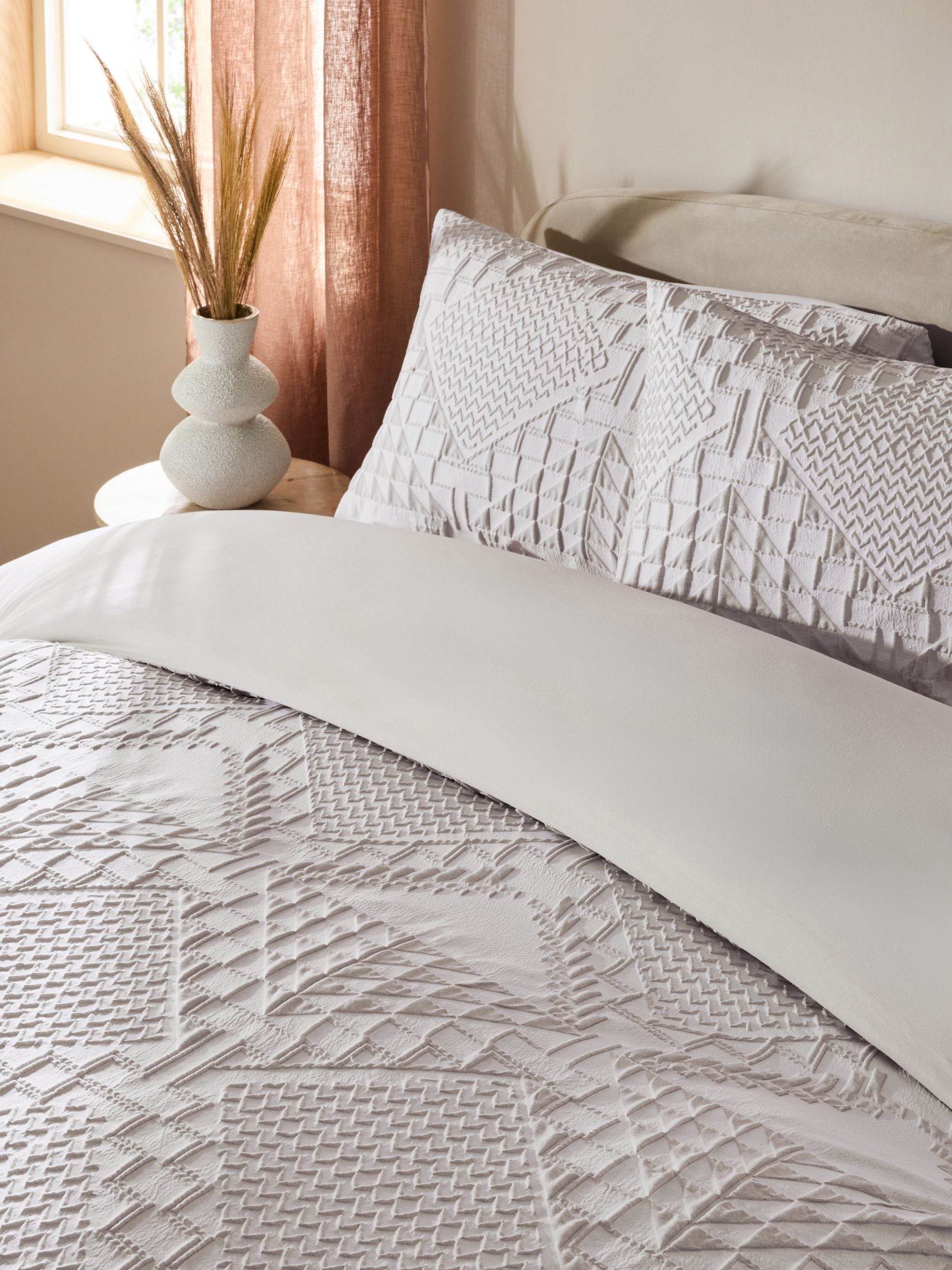Natural Textured Duvet Cover and Pillowcase Set, imported from the UK