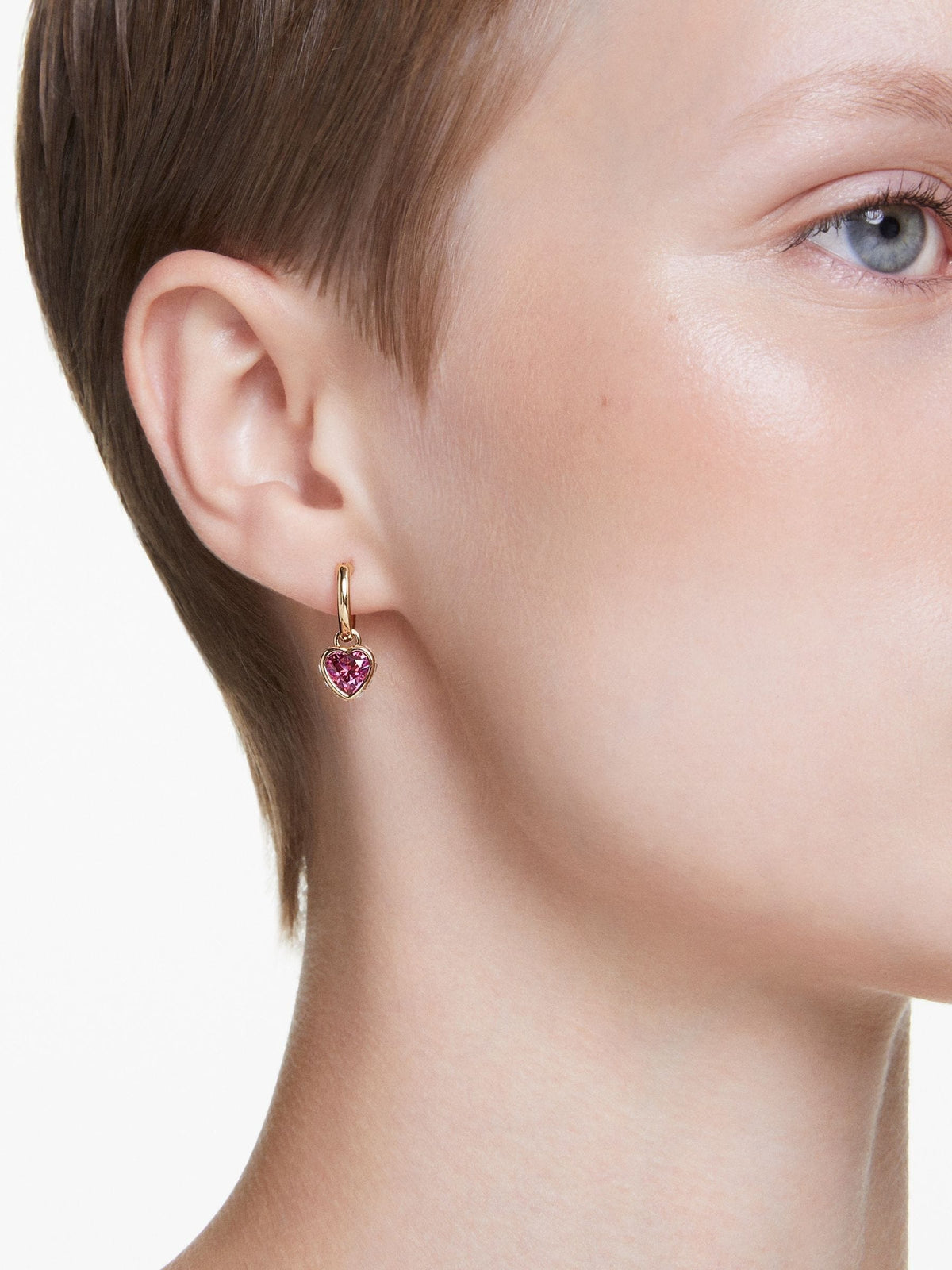 Swarovski red heart gold-tone plated chroma drop earrings (British brand)
