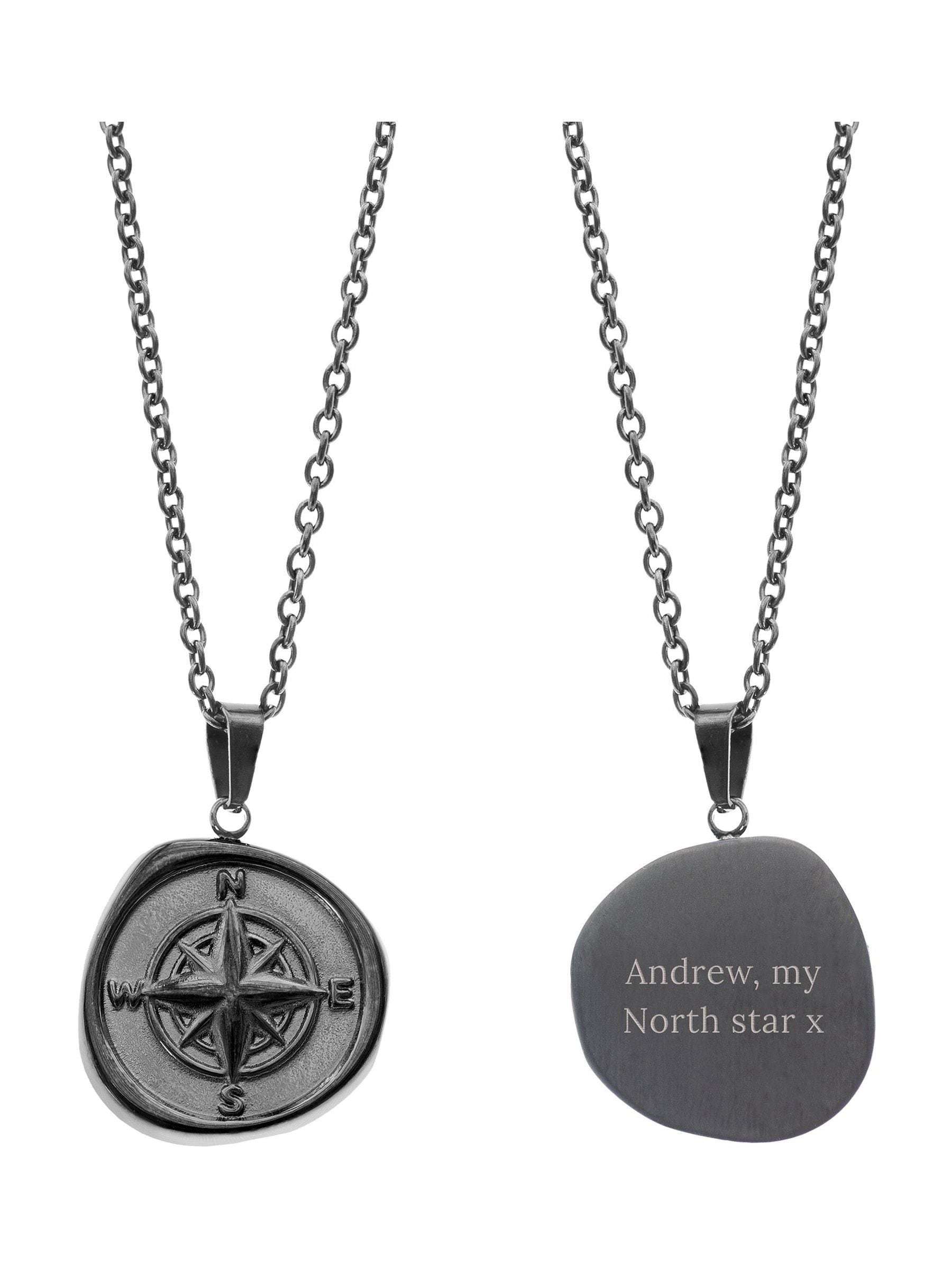 Treat Republic personalised compass amulet necklace 52cm chain, imported from the UK