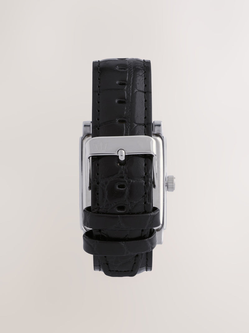 Black square dial croc effect strap watch - British product
