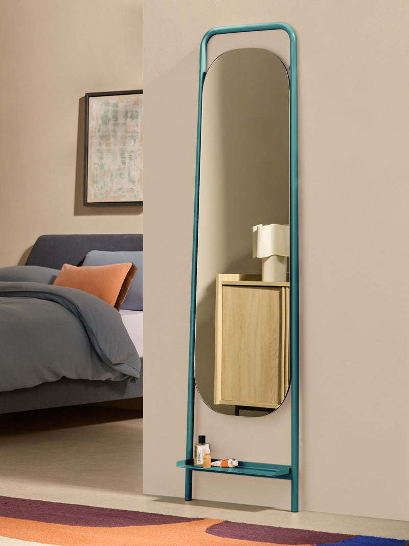 MADE.COM Teal Sylas full-length leaner mirror with shelf 176.5cm (British brand)