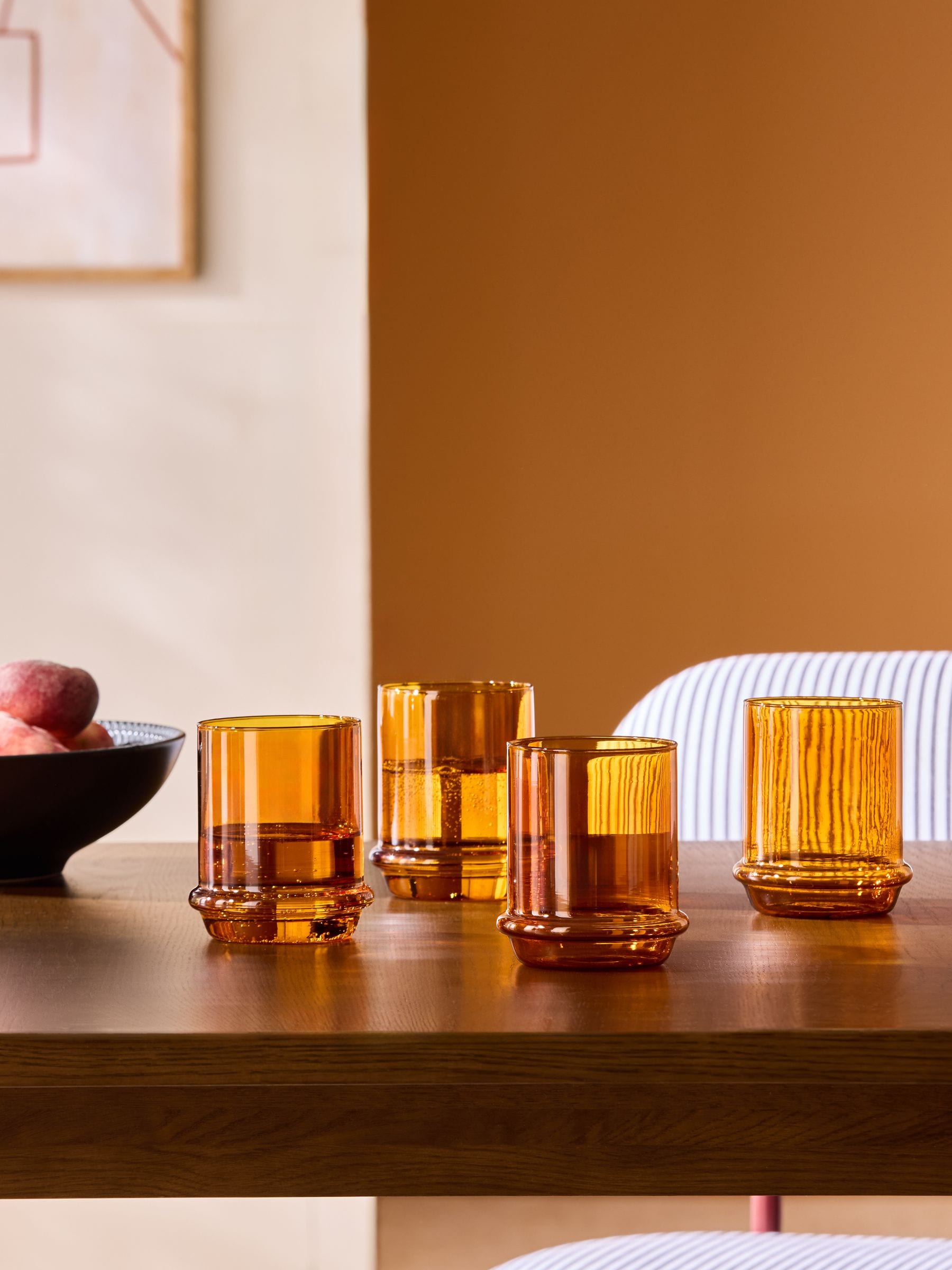 MADE.COM Set of 4 Amber Orange Theon Tumbler Glasses