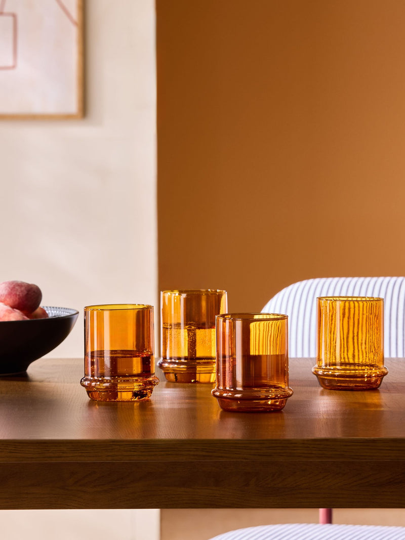MADE.COM Set of 4 Amber Orange Theon Tumbler Glasses