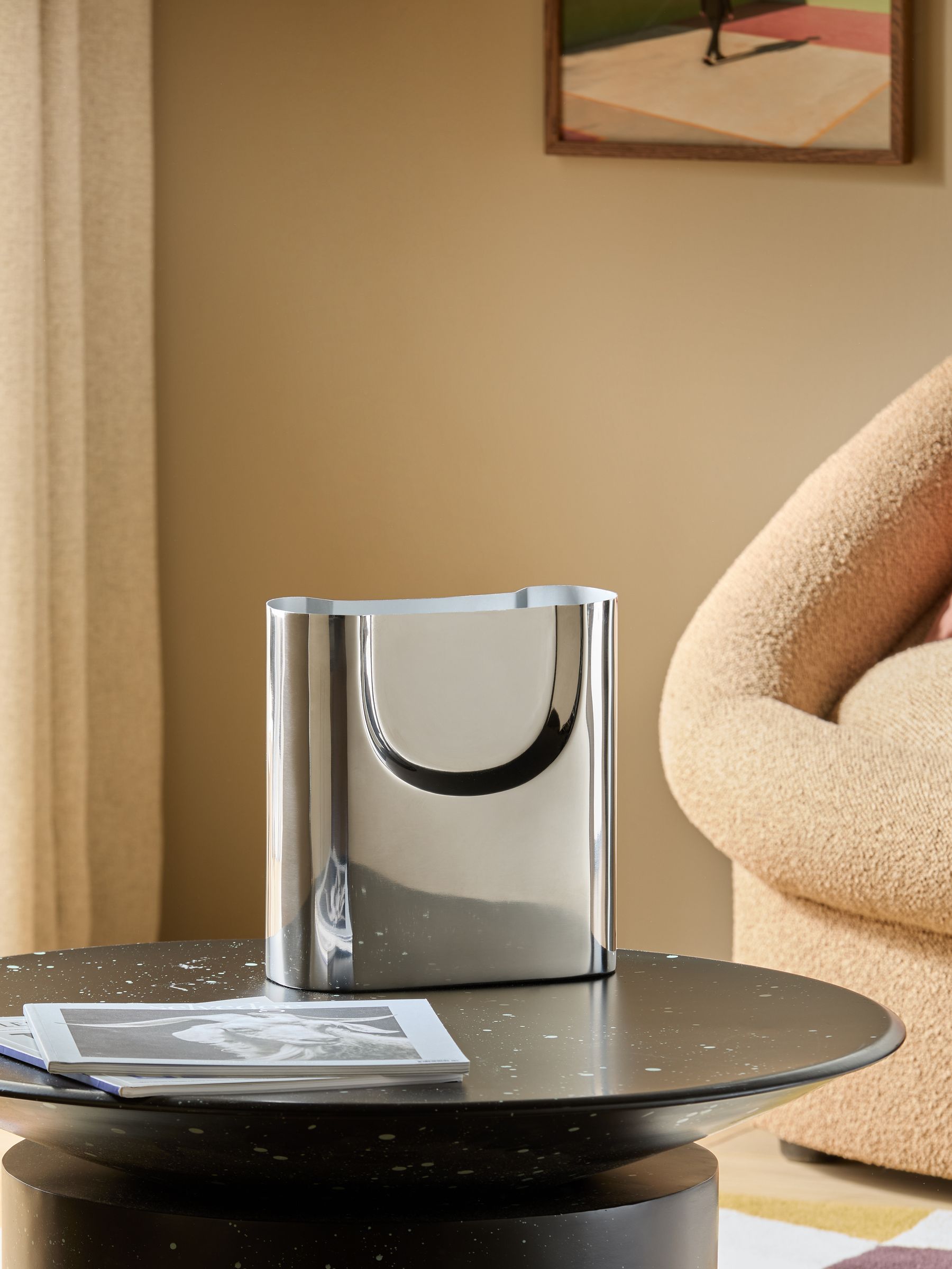 MADE.COM Chrome Juro stainless steel vase, imported from the UK