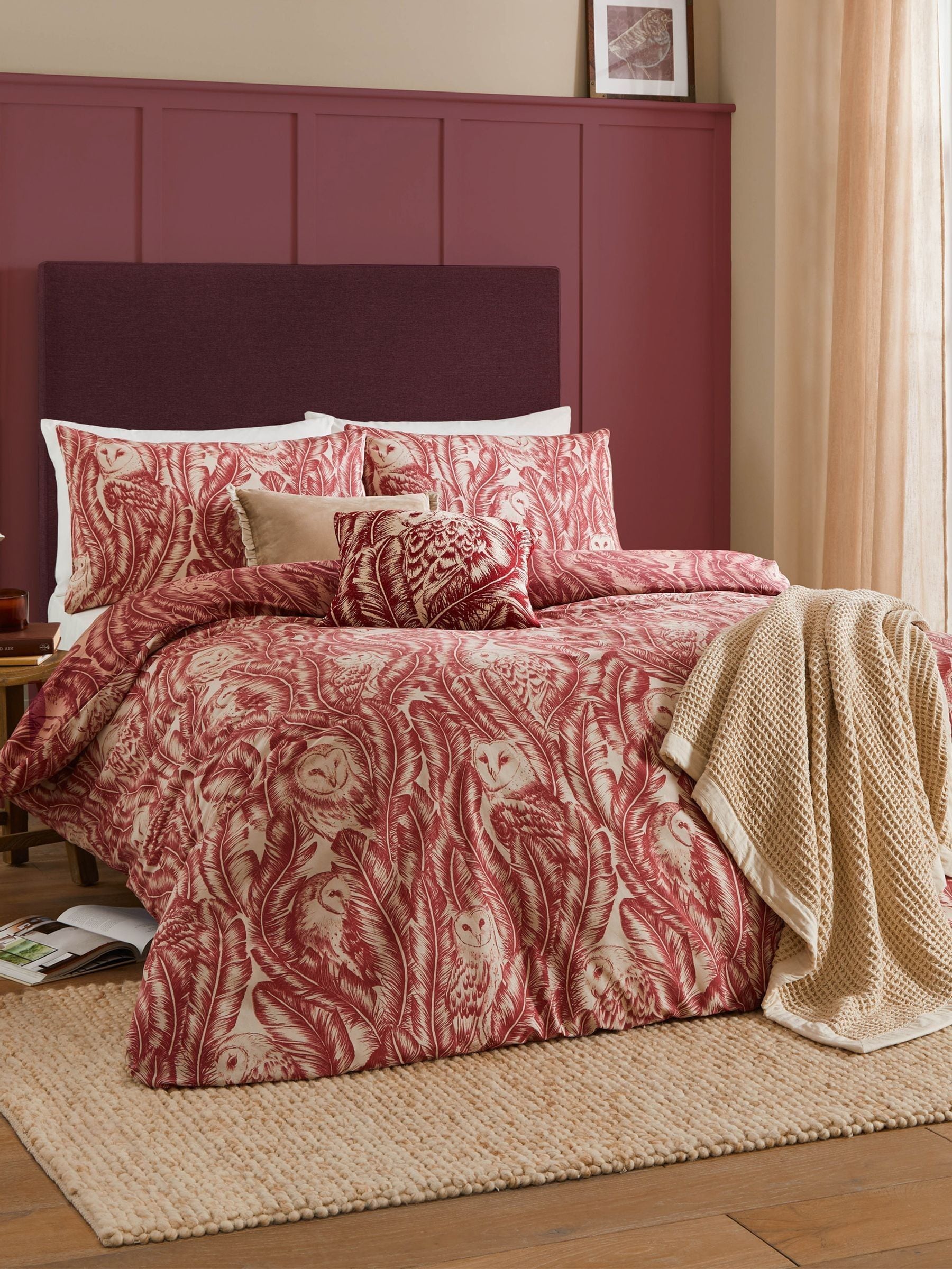 Wylder Red Wood Albus Owl Reversible Duvet Cover Set (British brand)