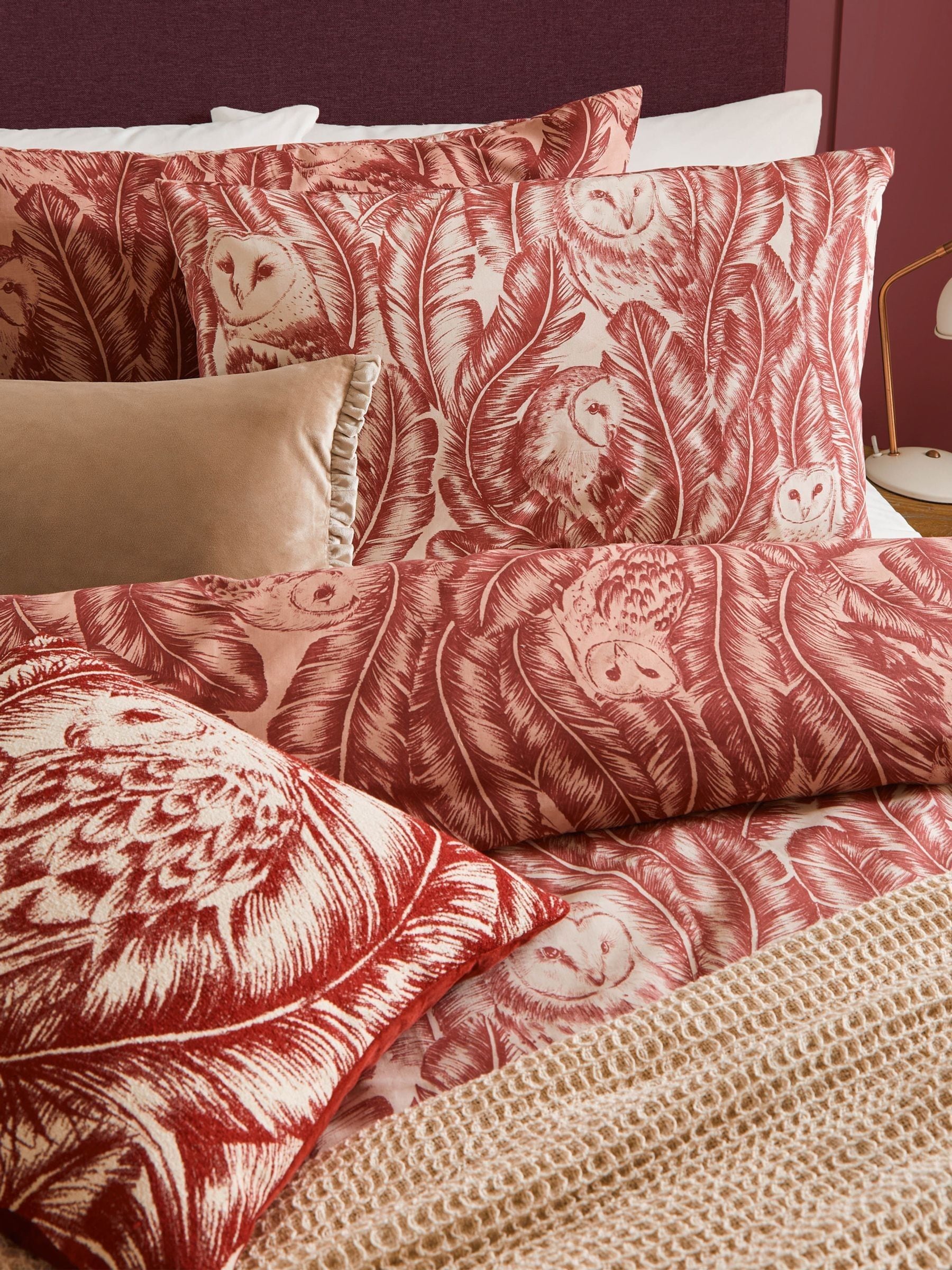 Wylder Red Wood Albus Owl Reversible Duvet Cover Set (British brand)