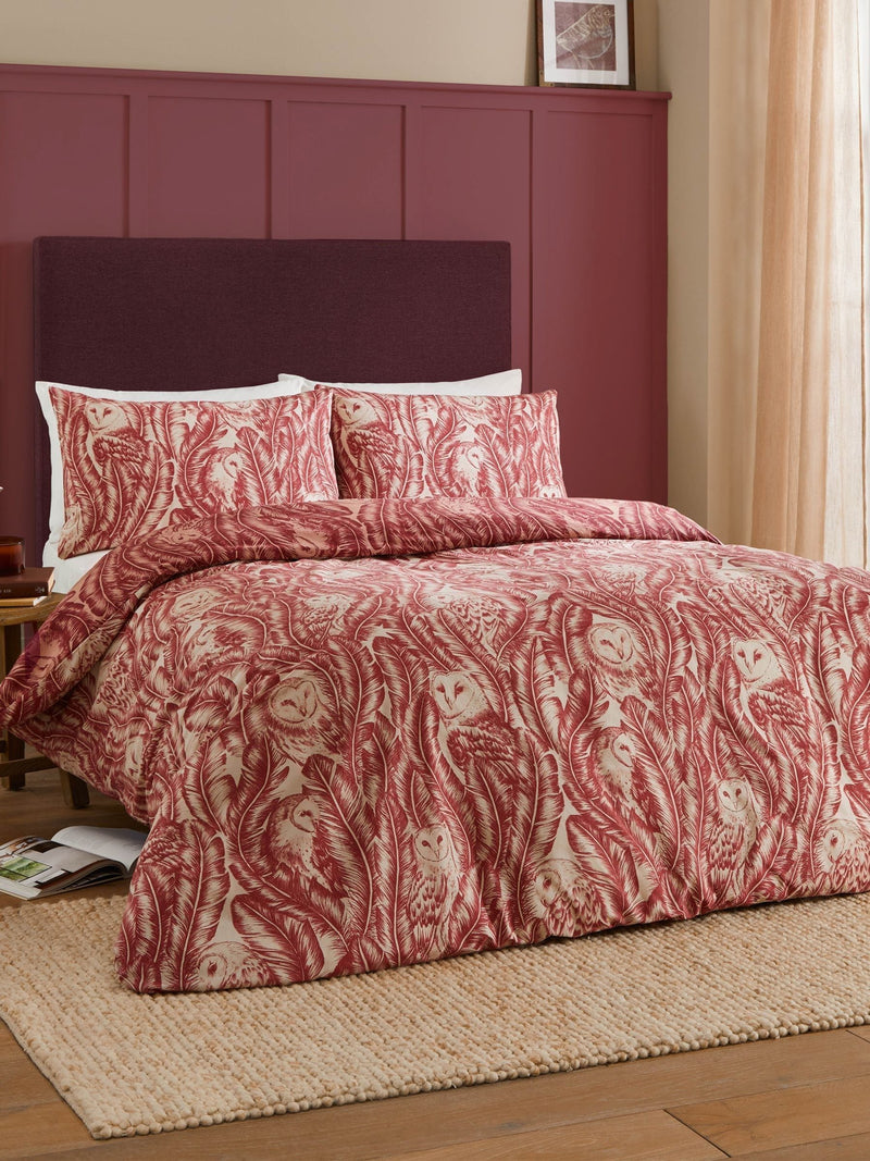 Wylder Red Wood Albus Owl Reversible Duvet Cover Set (British brand)