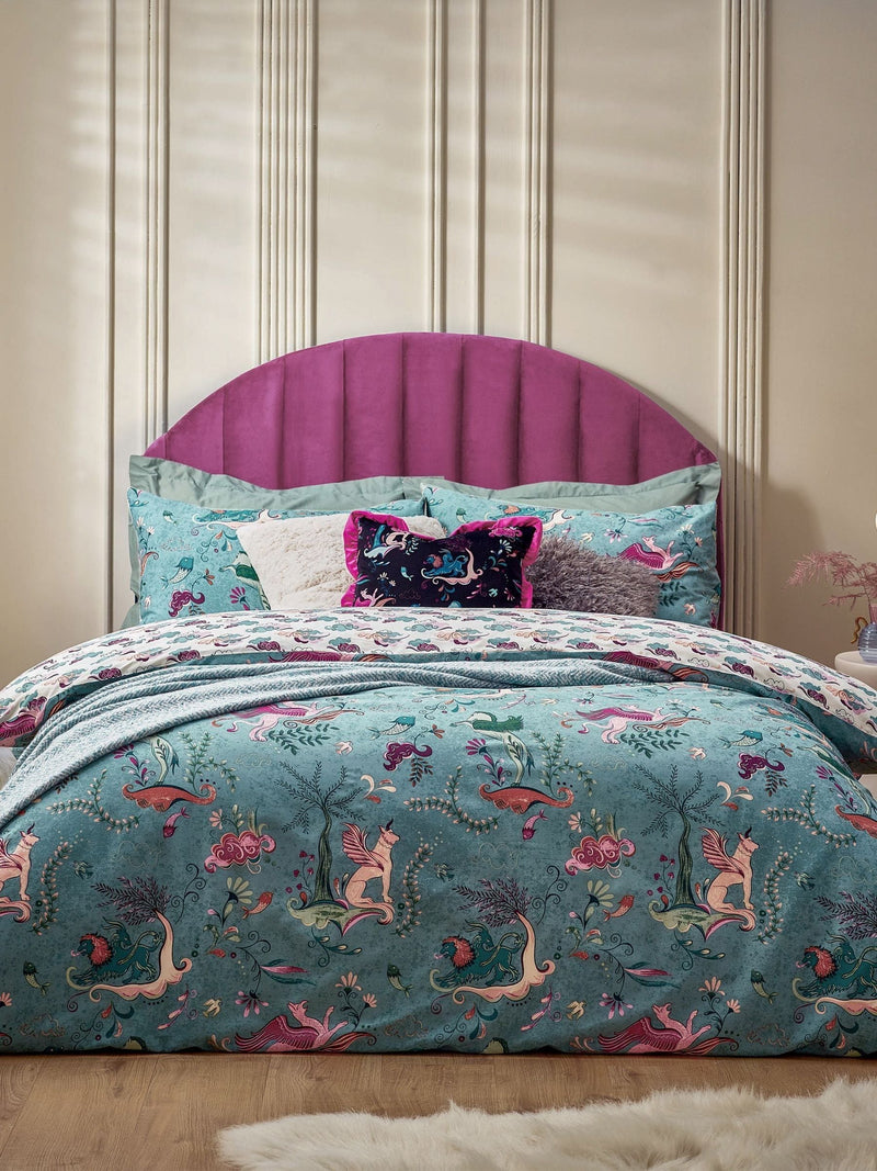 Furn Blue Athena duvet cover and pillowcase set - British product