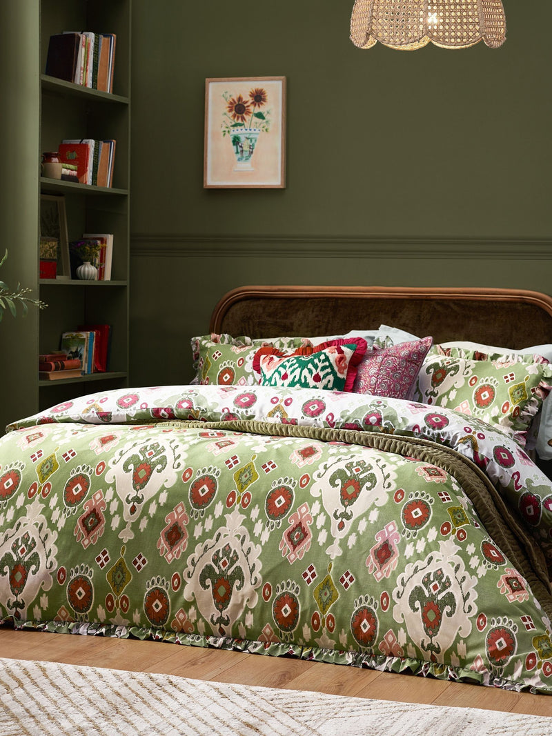 Paoletti Cedar Green duvet cover set, imported from the UK