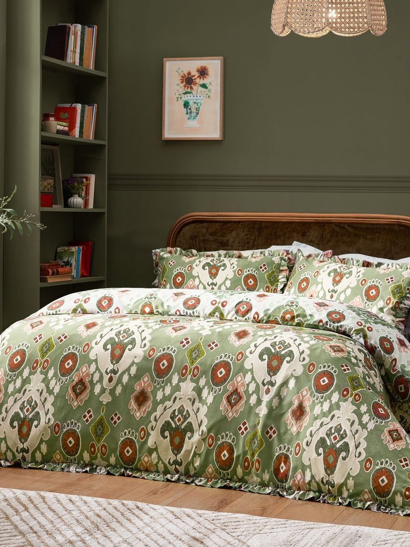 Paoletti Cedar Green duvet cover set, imported from the UK