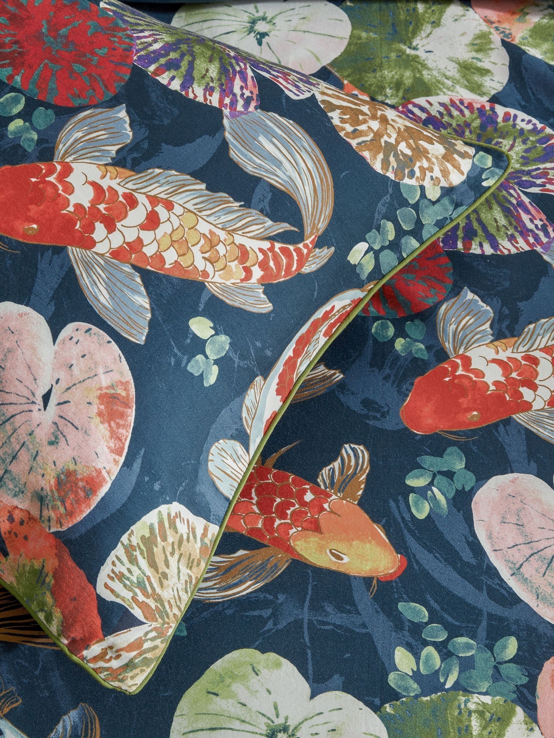 Paoletti Midnight Koi Pond cotton sateen duvet cover set, imported from the UK
