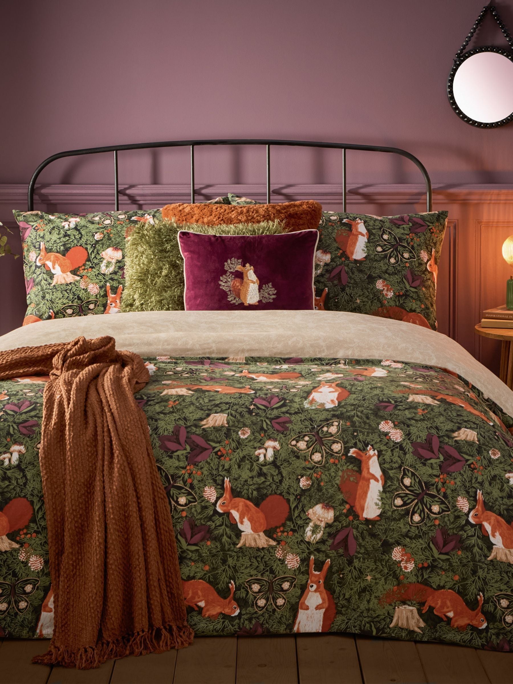 Furn Pineberry Forest reversible duvet cover and pillowcase set - British product