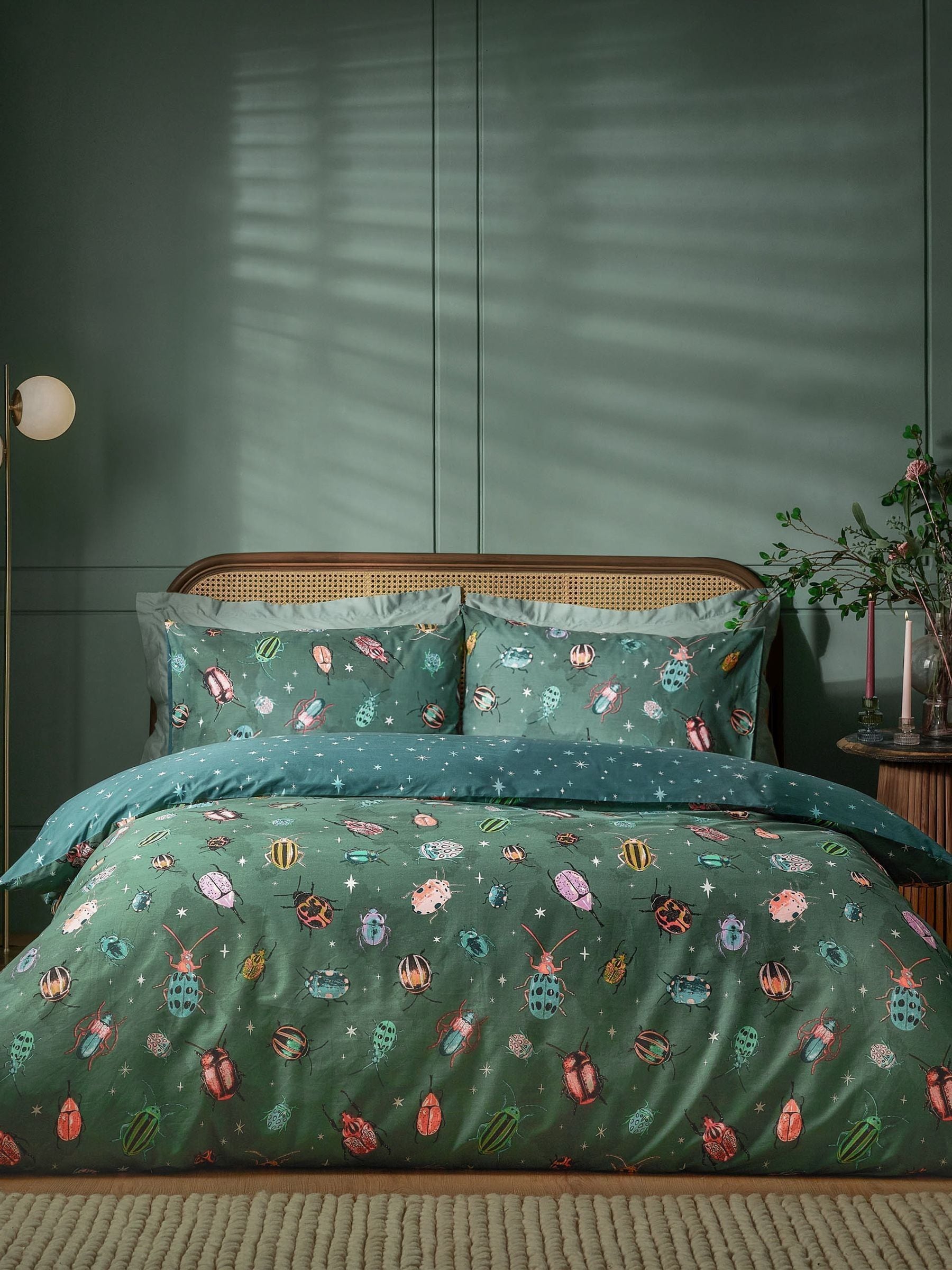 Beetalis Furn Green Jewel Reversible Duvet Cover and Pillowcase Set - British product