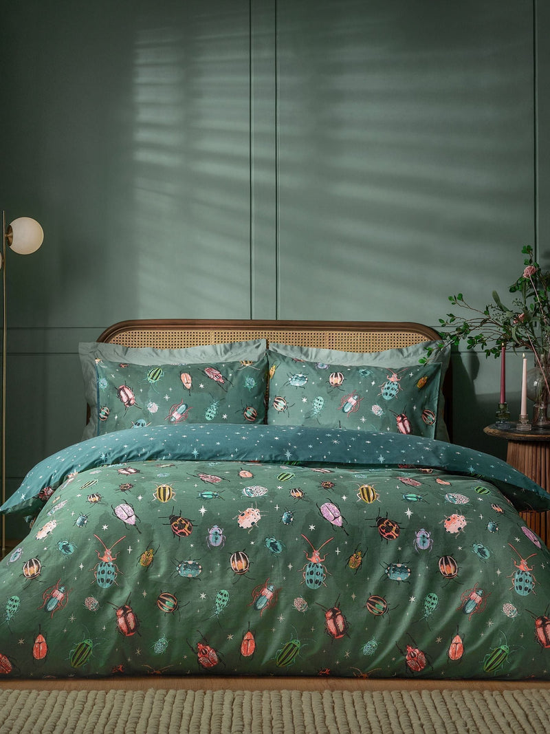 Beetalis Furn Green Jewel Reversible Duvet Cover and Pillowcase Set - British product