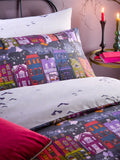 Furn Charcoal Creepy Town duvet cover and pillowcase set - British product