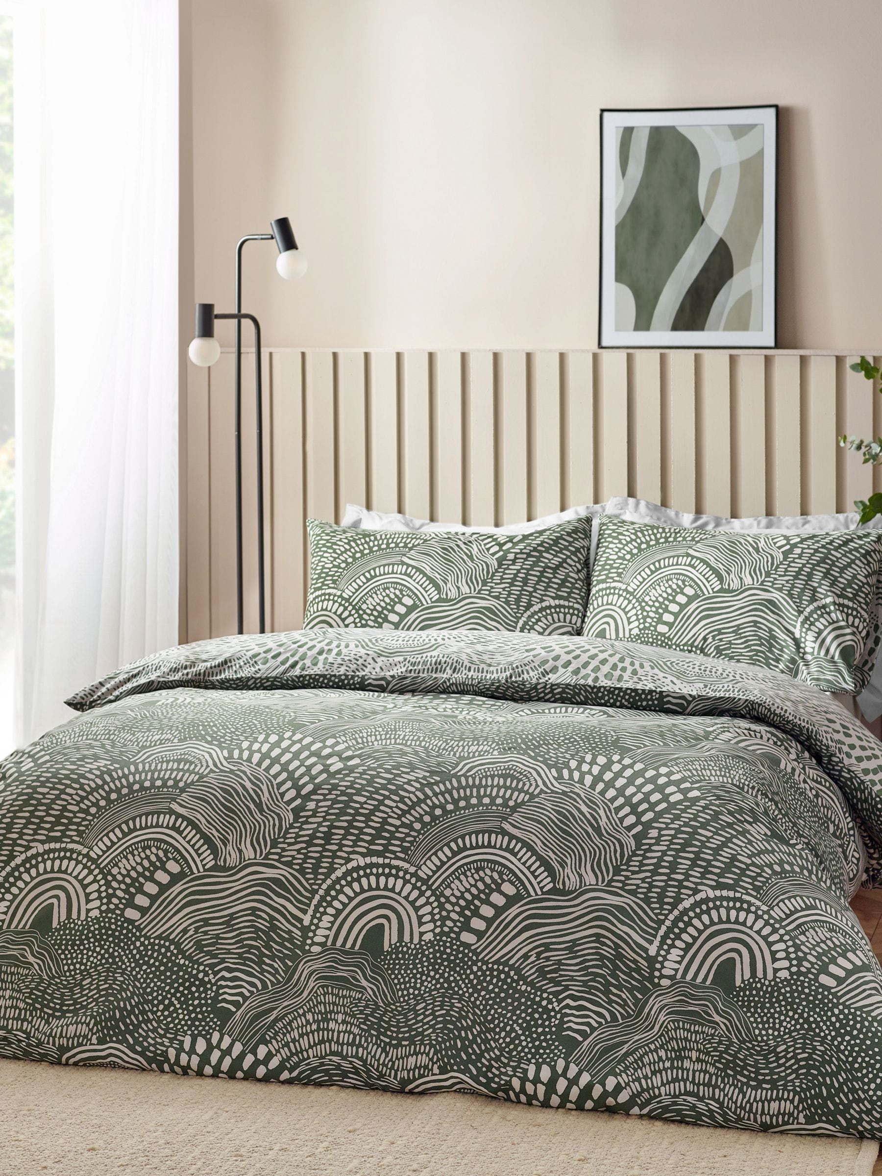 HÖEM Olive Nola abstract geometric duvet cover set, UK version