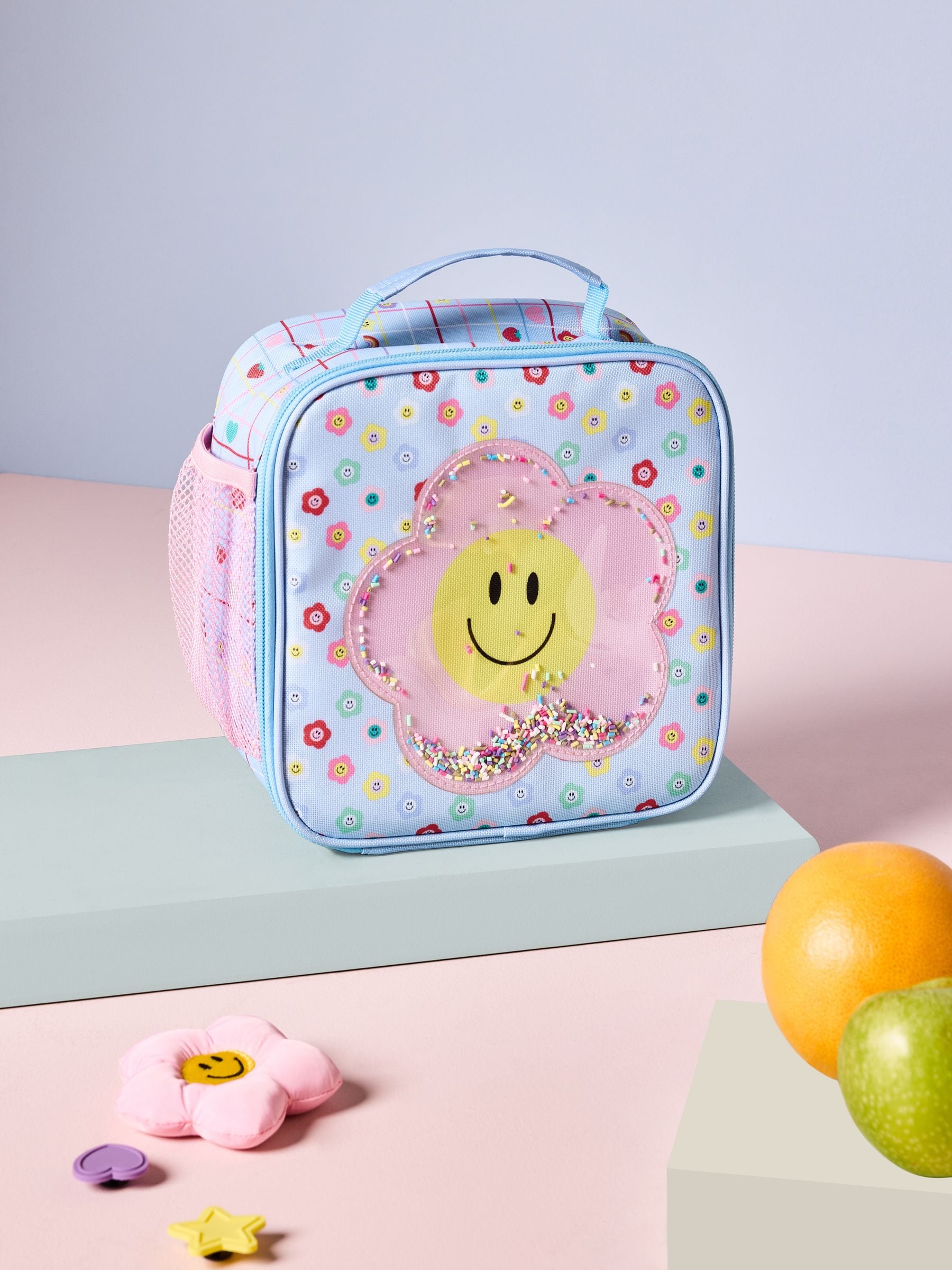 Blue/Pink Flower Power Lunch Bag - British product