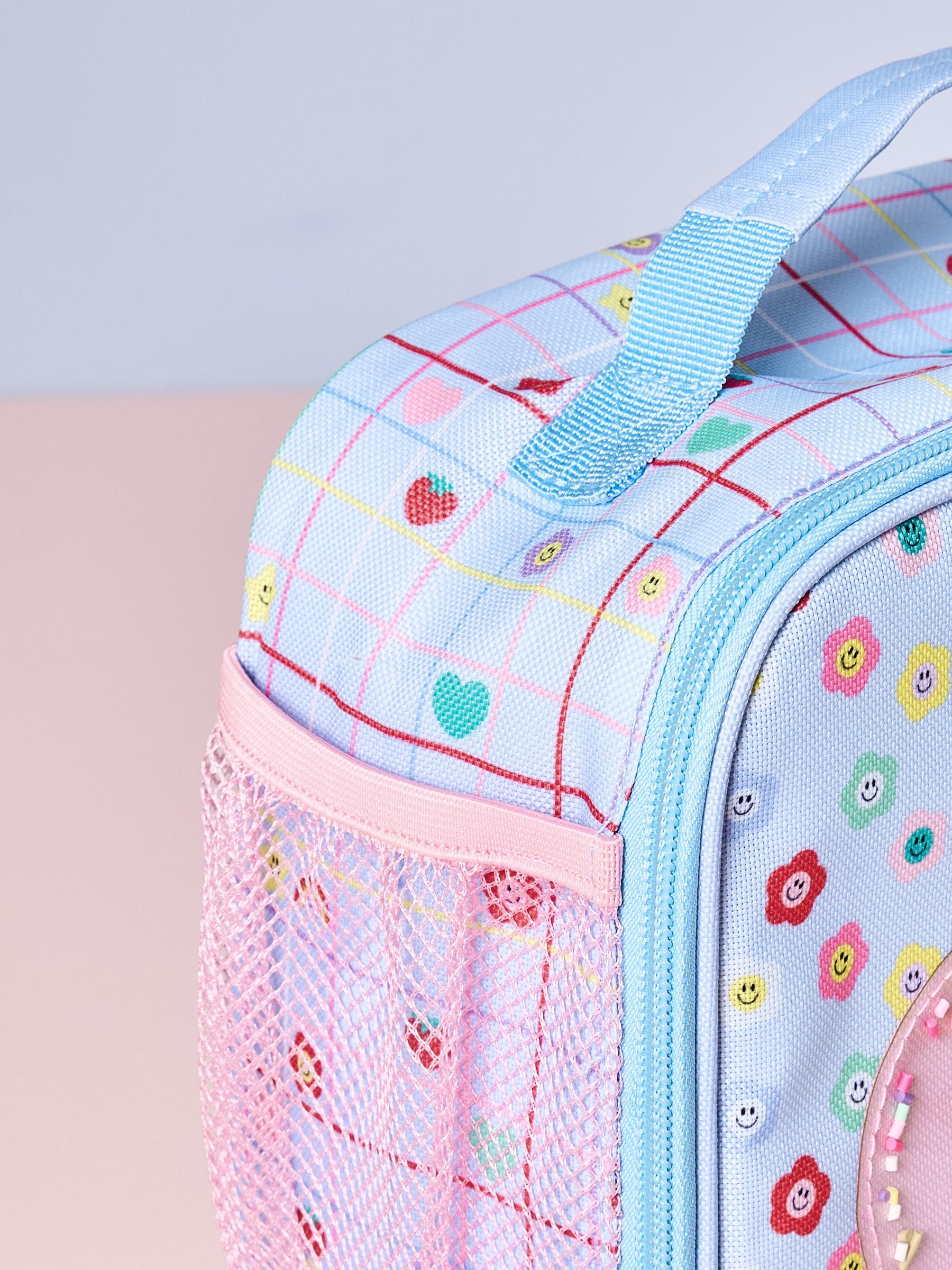 Blue/Pink Flower Power Lunch Bag - British product