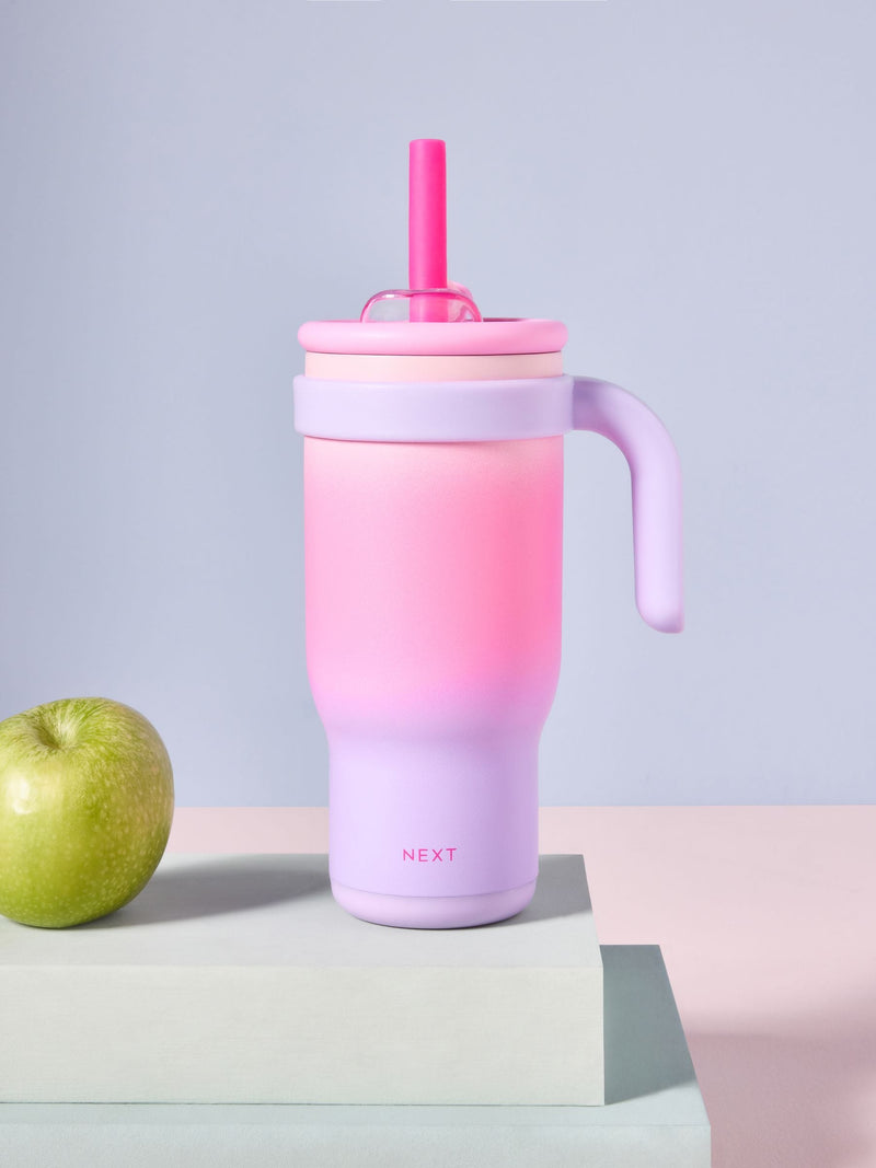 Pink purple ombre stainless steel kids water bottle, imported from the UK