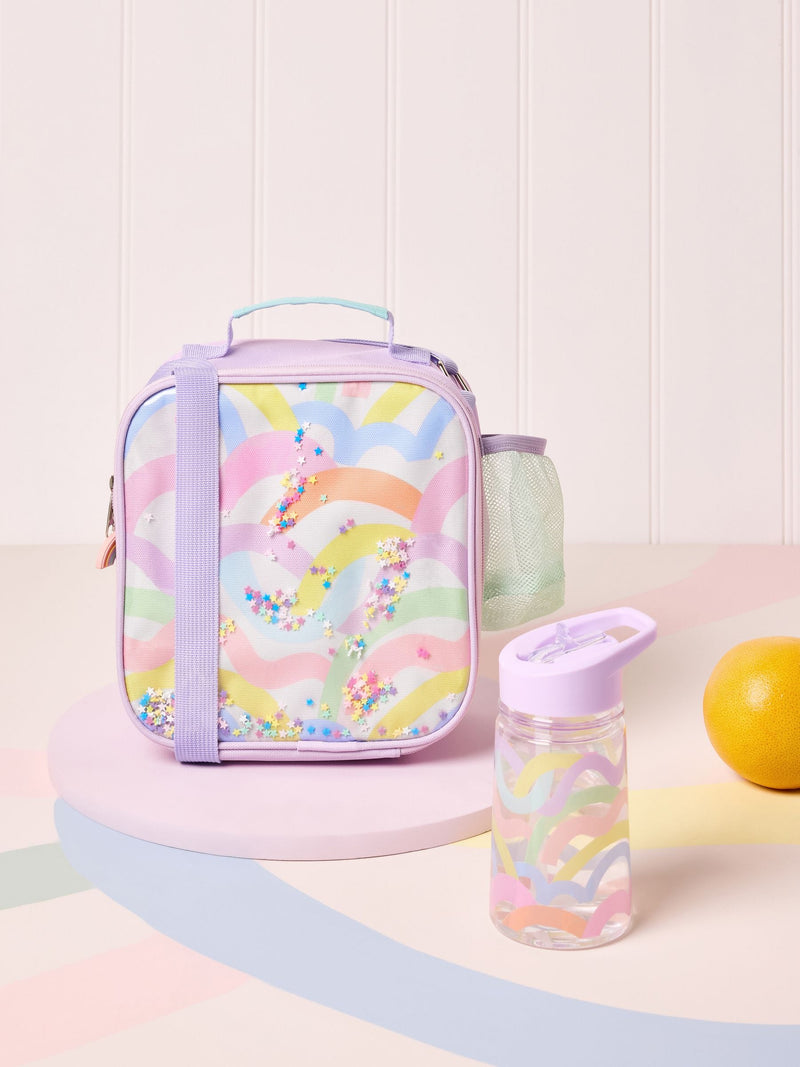 Lilac Purple Rainbow Lunch Bag and Water Bottle