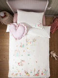 White bunny scene single duvet cover and pillowcase set (British brand)