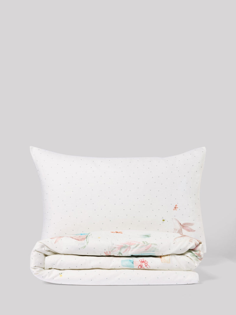 White bunny scene single duvet cover and pillowcase set (British brand)