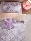 Lilac Flower Checkerboard Duvet Cover and Pillowcase Set
